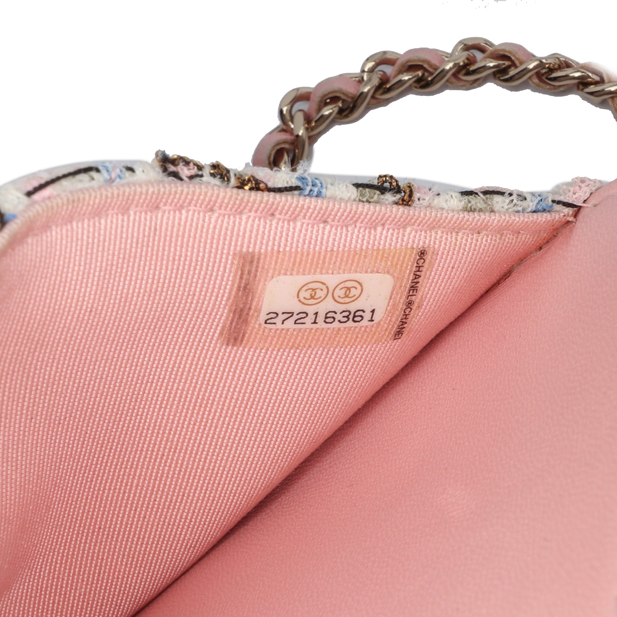 Chanel CC Quilted Boucle Tweed Charm Wallet On Chain - image 6