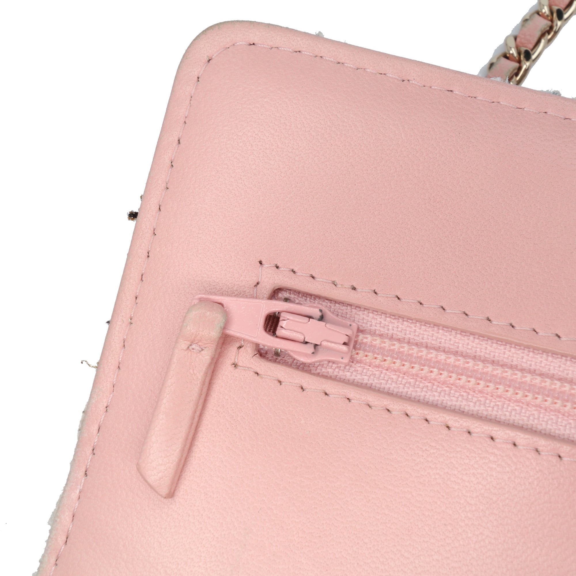 Chanel CC Quilted Boucle Tweed Charm Wallet On Chain - image 7