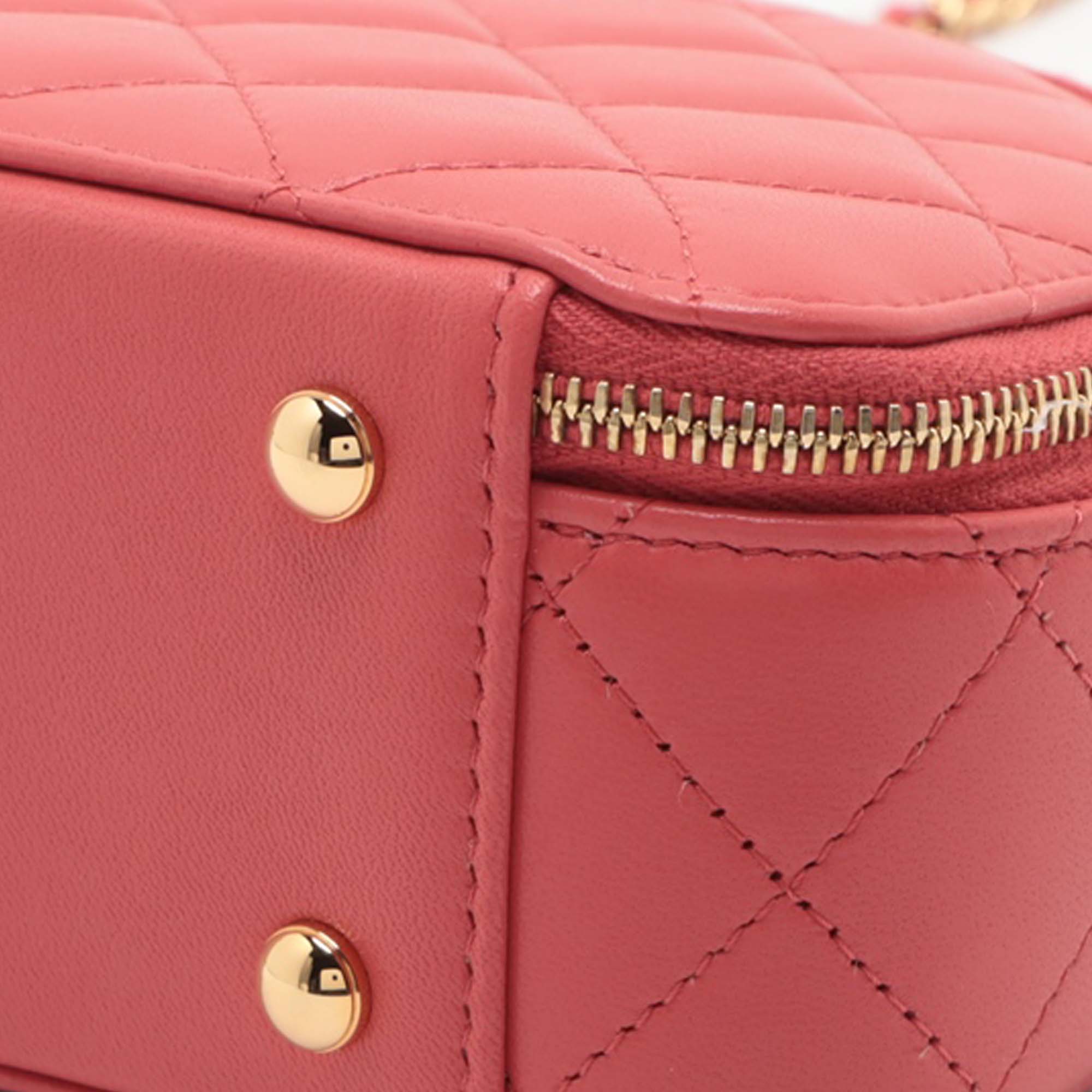 Chanel Quilted Lambskin Chic Riviera Top Handle Vanity Case - image 7