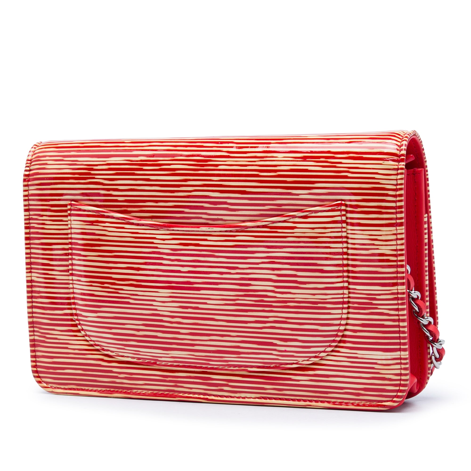 Chanel CC Striped Patent Wallet On Chain - image 2