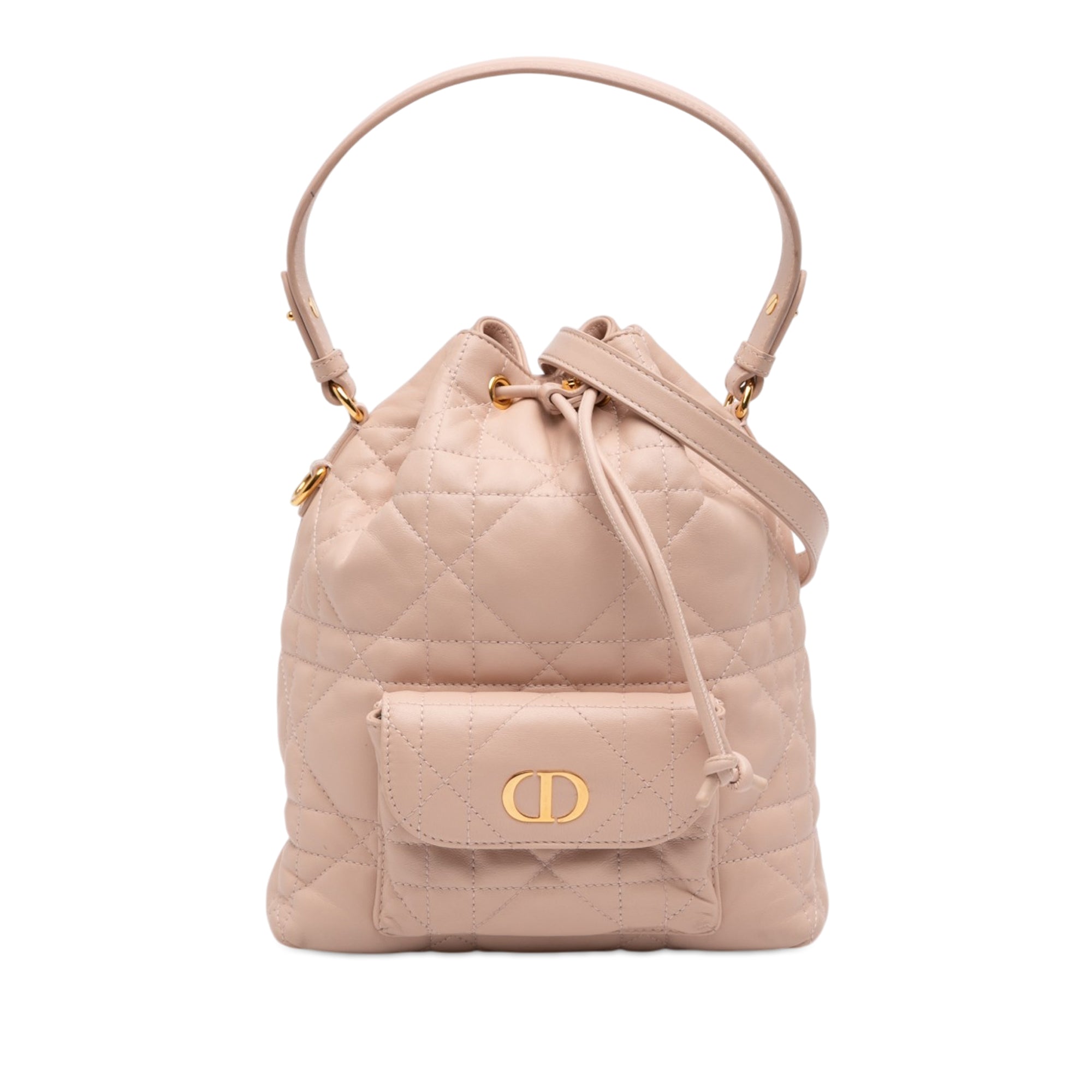 Dior Small Lambskin Macrocannage Caro Bucket Bag - image 1