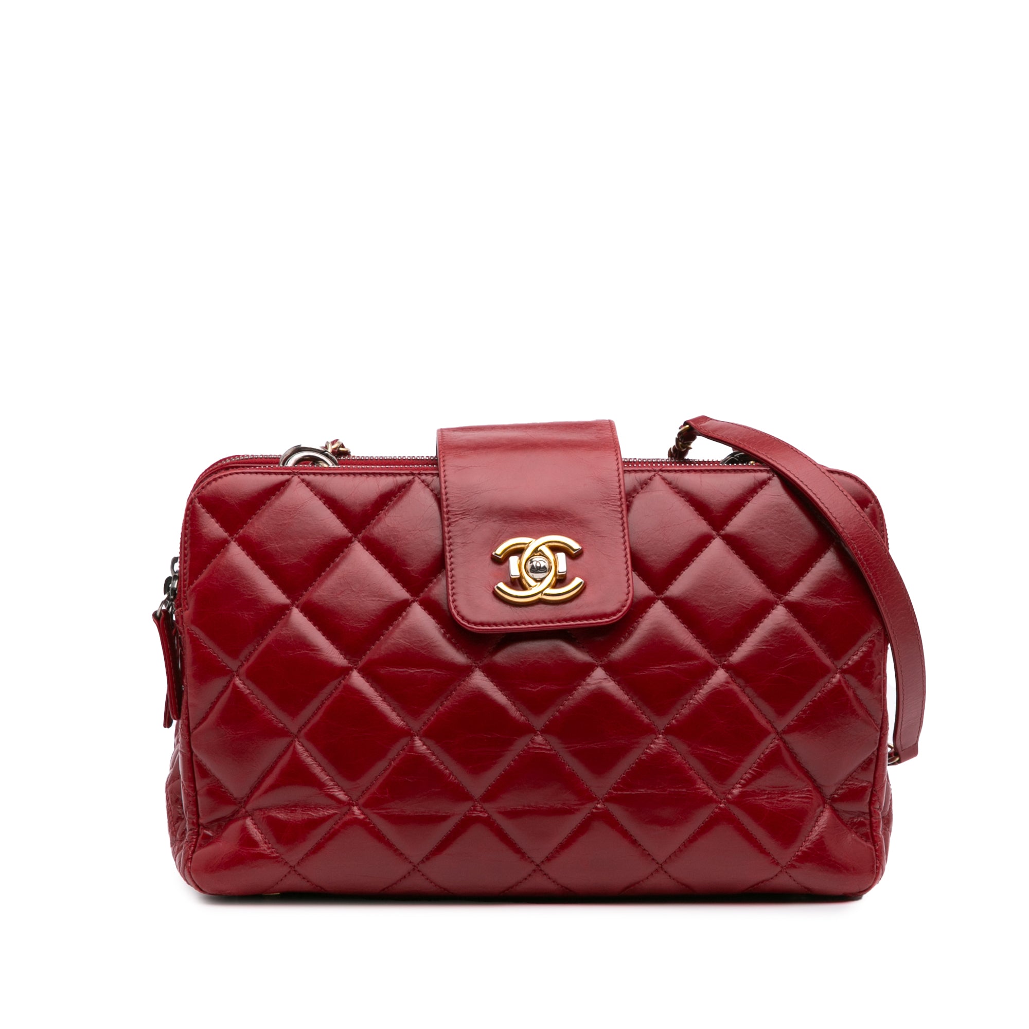 Chanel Quilted Glazed Calfskin Daily Walk Double Zip Shoulder Bag - image 1