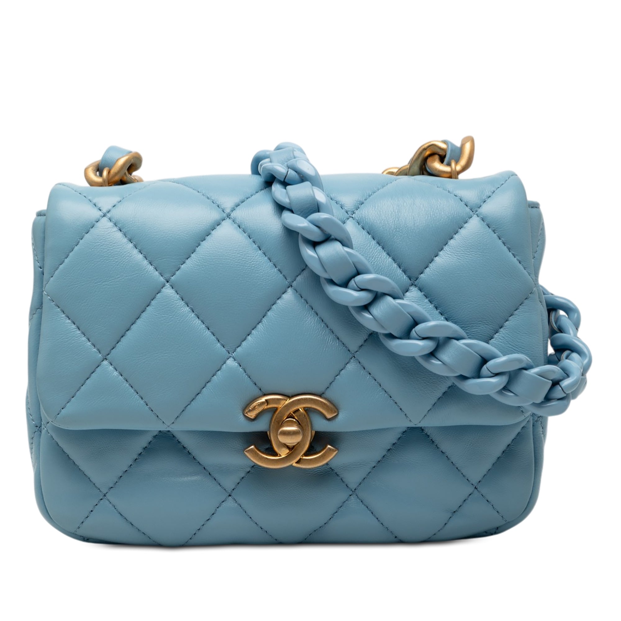 Chanel Mini Quilted Lambskin Lacquered Chain Flap - image 1
