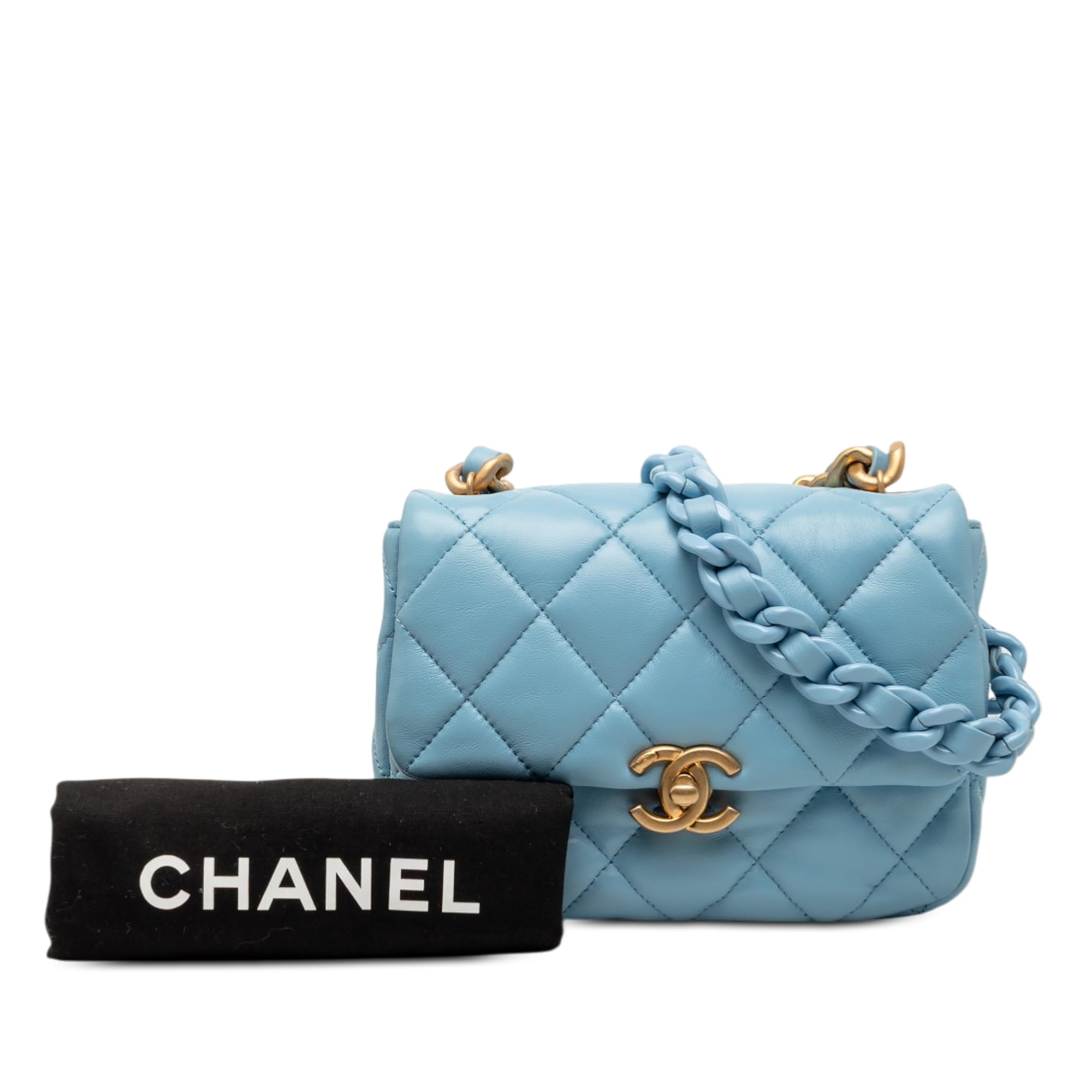 Chanel Mini Quilted Lambskin Lacquered Chain Flap - image 8