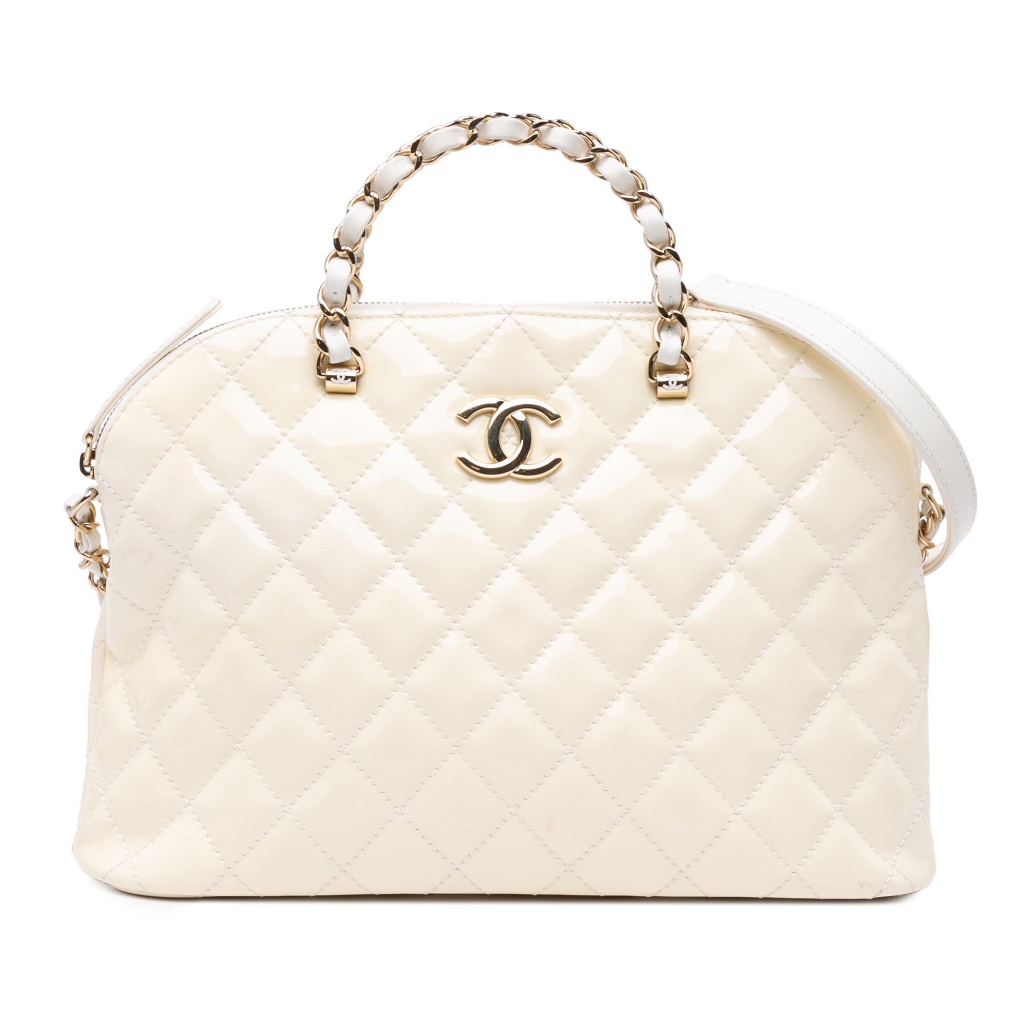 Chanel Small Quilted Patent Shiny Coco Dome Shopping Bag - image 1