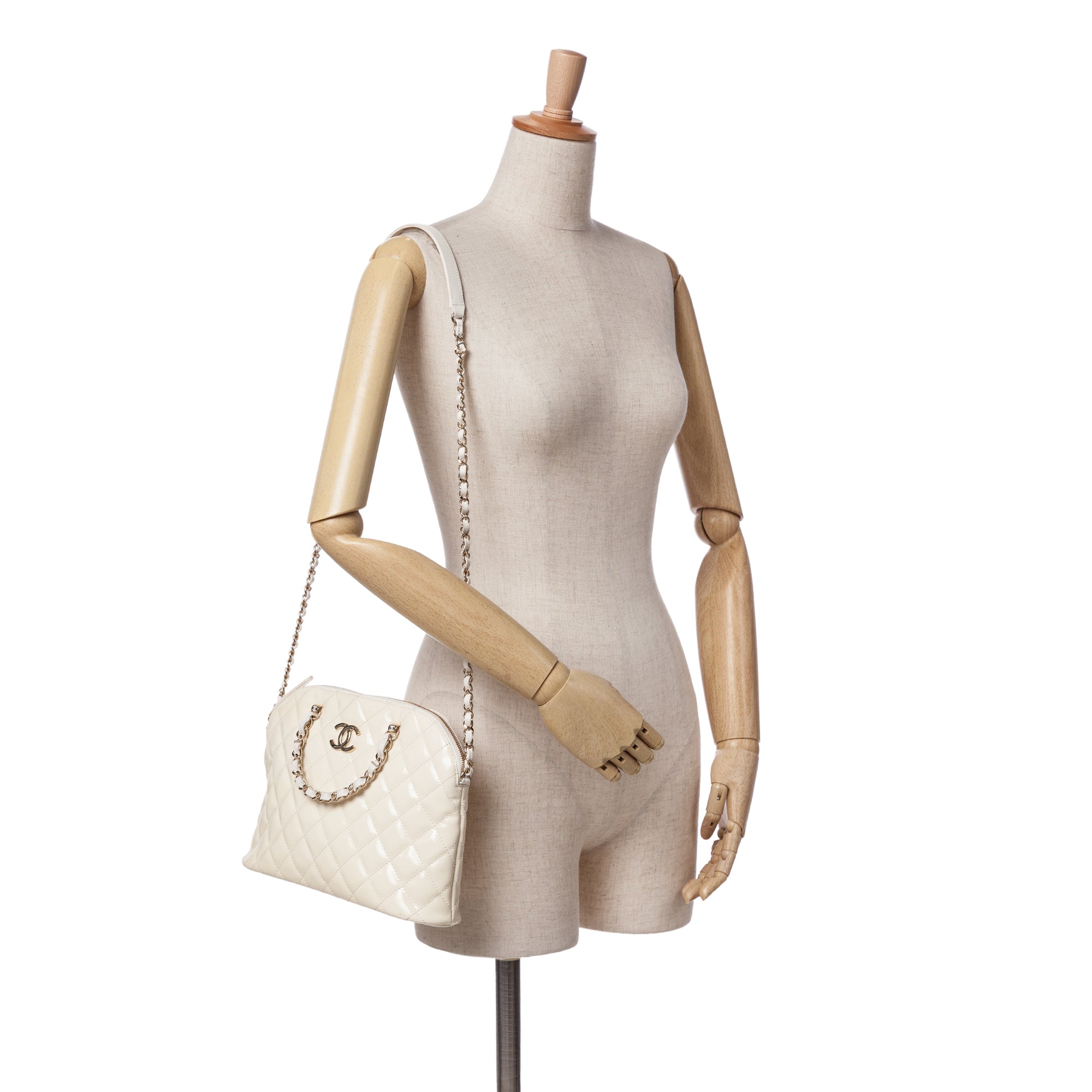 Chanel Small Quilted Patent Shiny Coco Dome Shopping Bag - image 11
