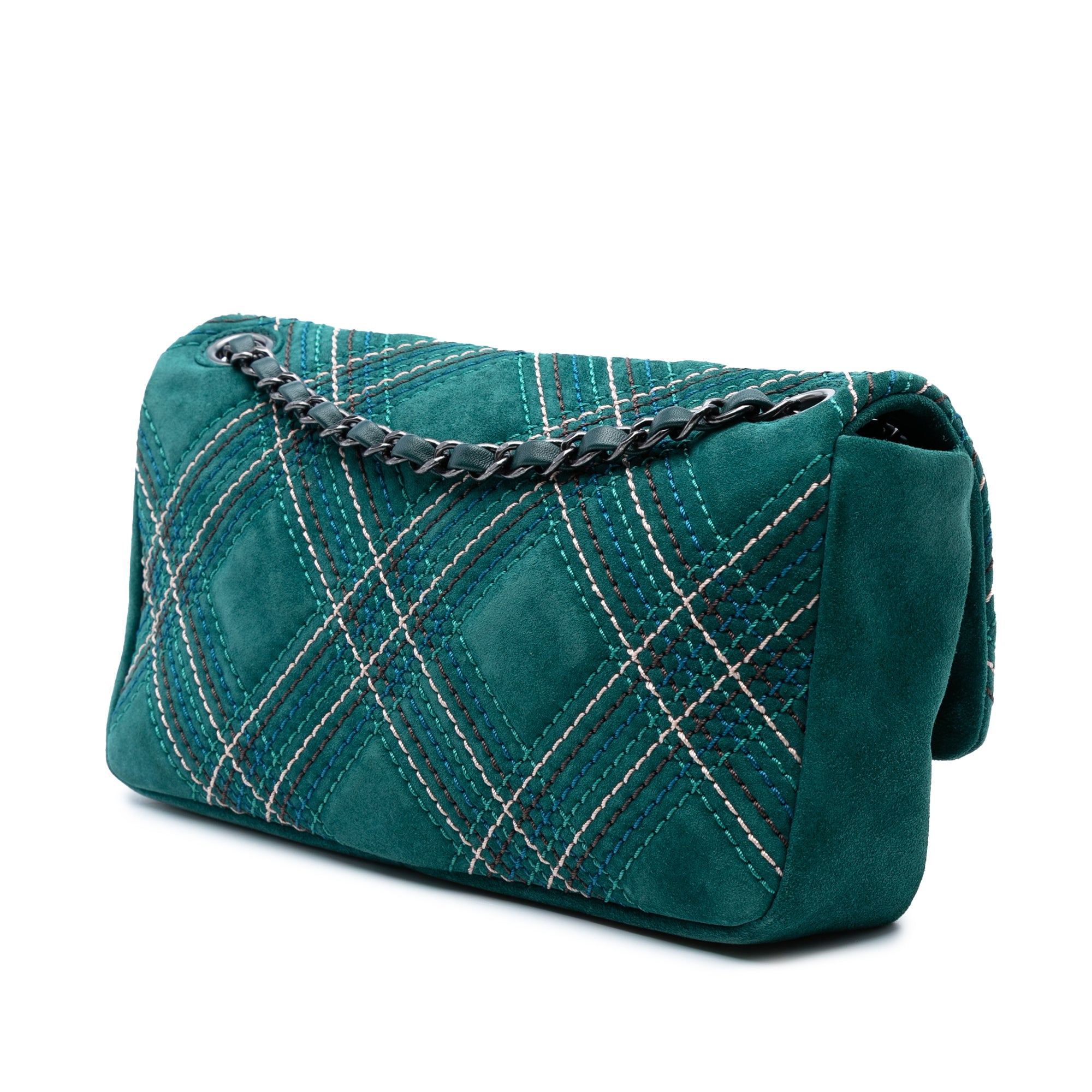 Chanel Paris Edinburgh Medium Stitched Suede Saltire Single Flap - image 2