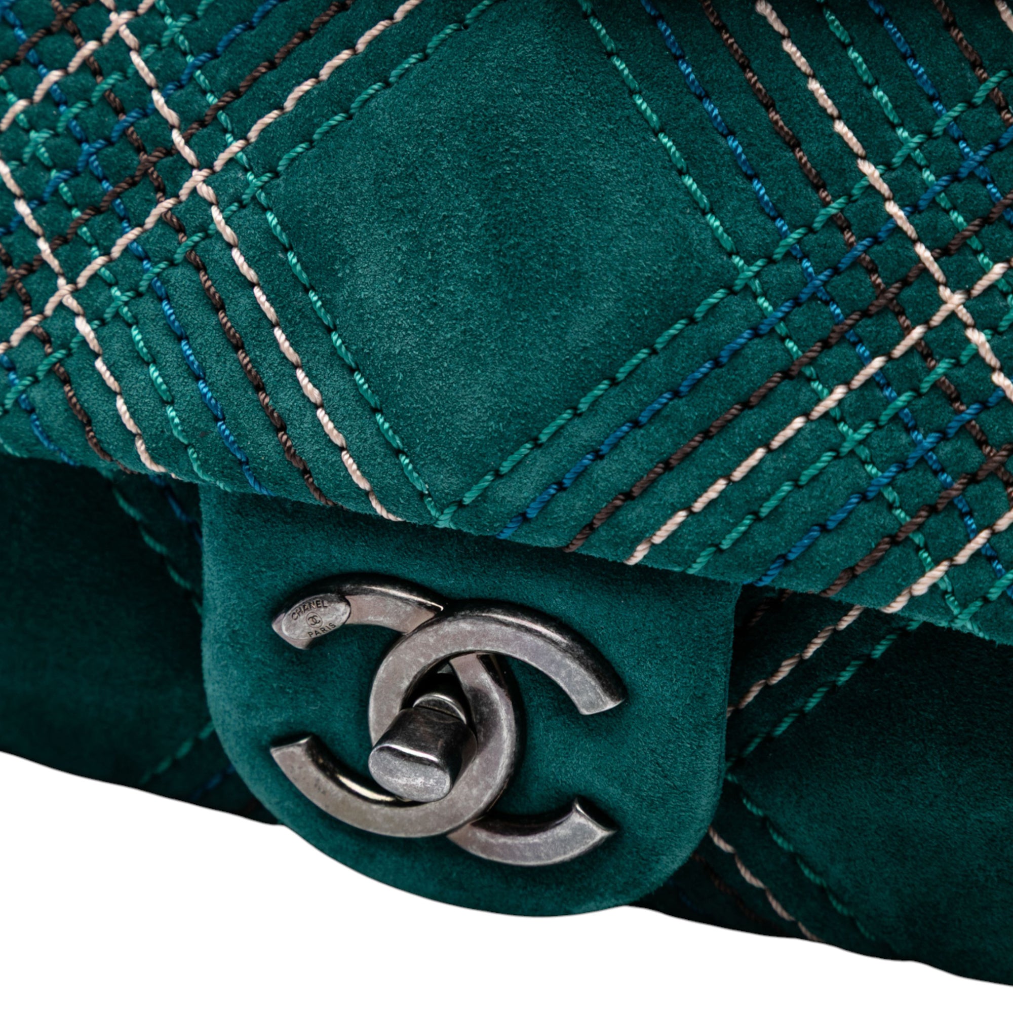 Chanel Paris Edinburgh Medium Stitched Suede Saltire Single Flap - image 6