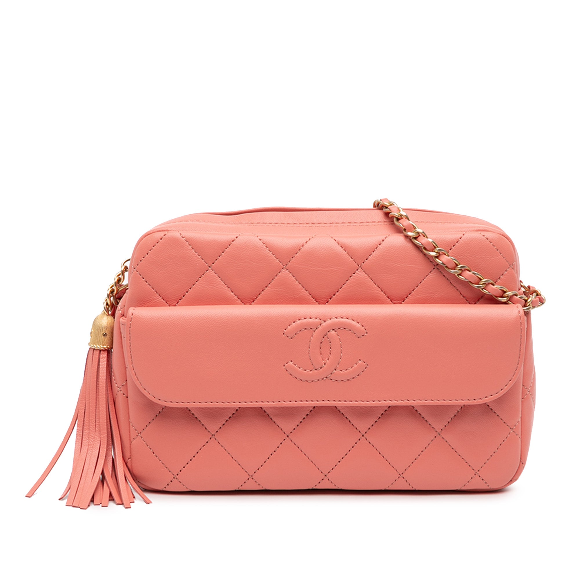 Chanel Small CC Quilted Lambskin Tassel Camera Bag - image 1
