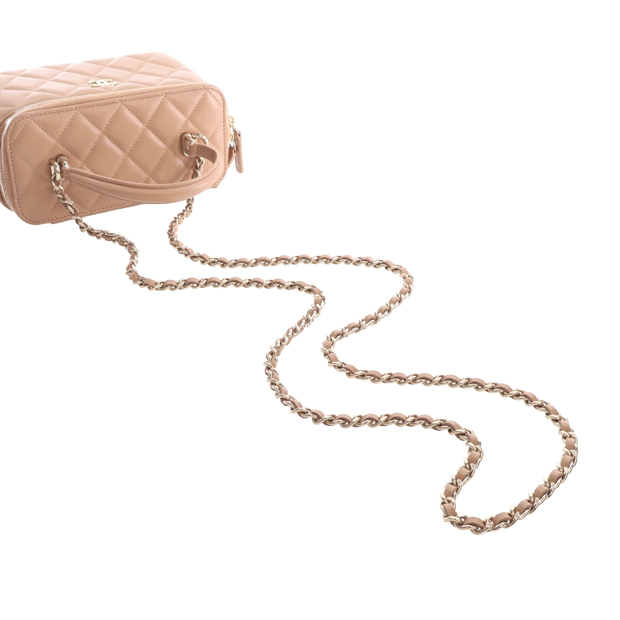 Chanel Small CC Quilted Lambskin Top Handle Vanity Case with Chain - image 10