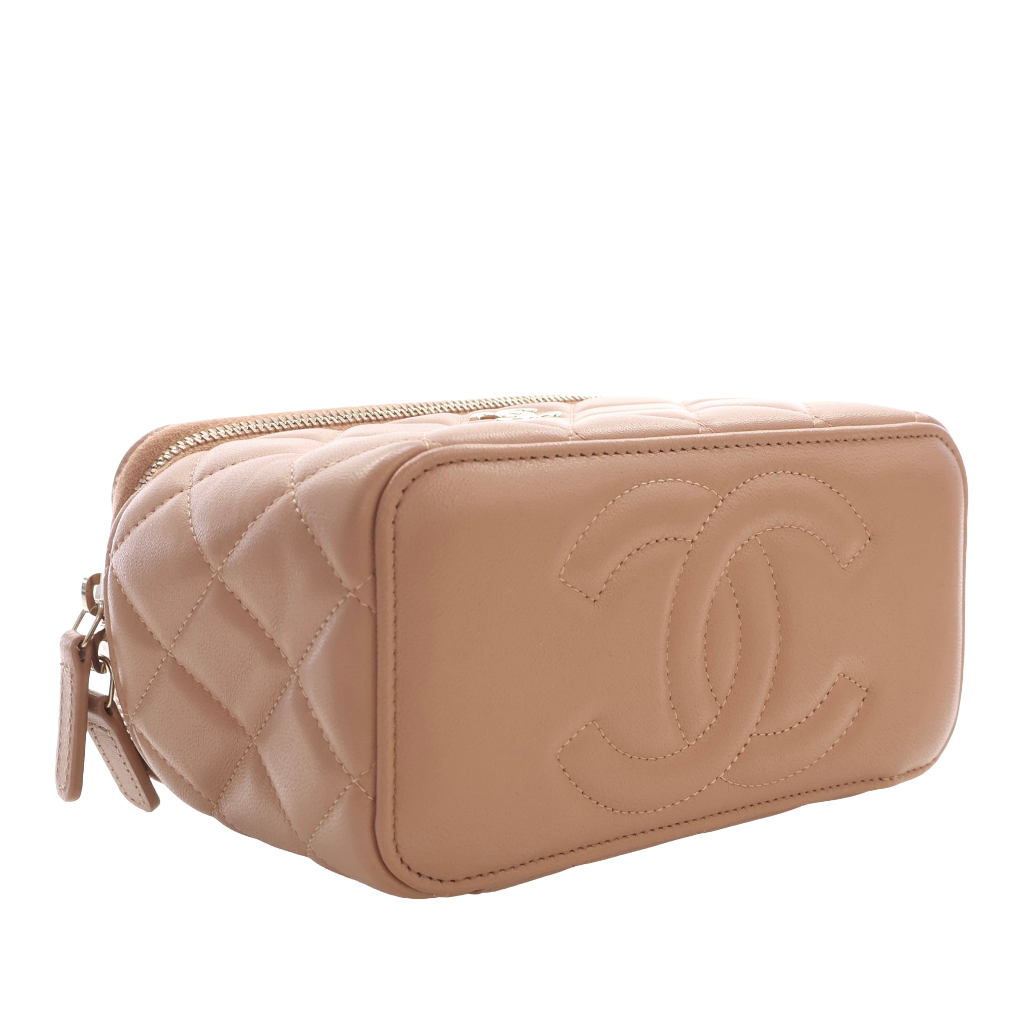 Chanel Small CC Quilted Lambskin Top Handle Vanity Case with Chain - image 12