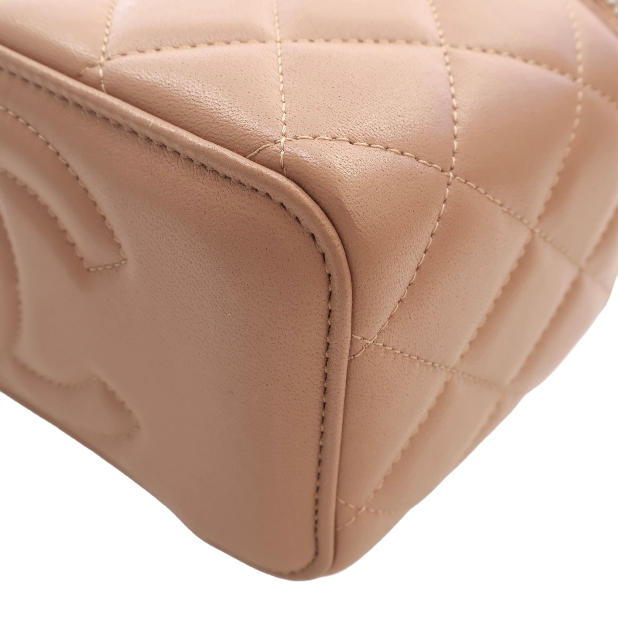 Chanel Small CC Quilted Lambskin Top Handle Vanity Case with Chain - image 8
