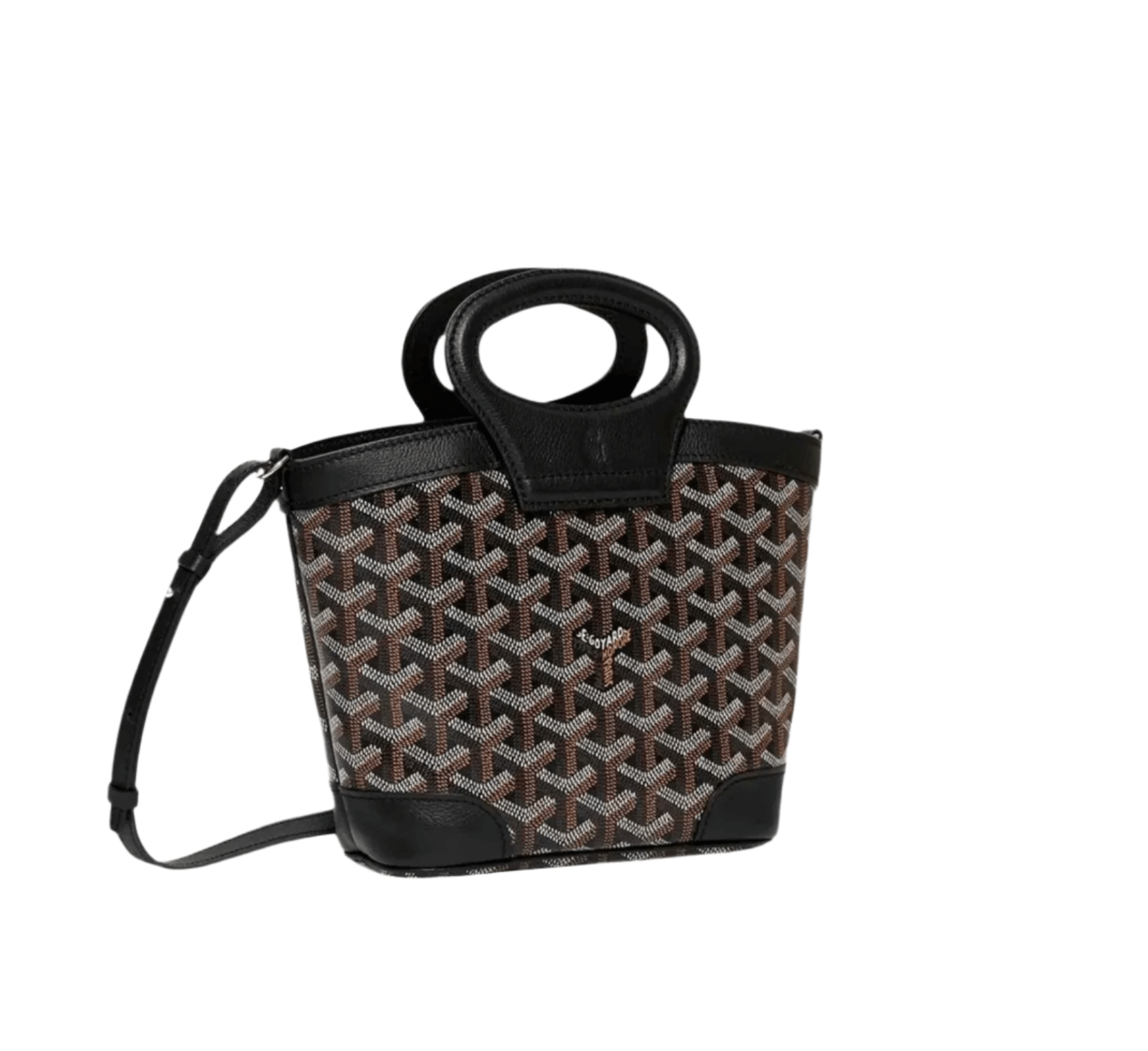 Goyard Beluga Mini Bag in signature Goyardine canvas with dual top handles and drawstring cotton-linen pouch interior

