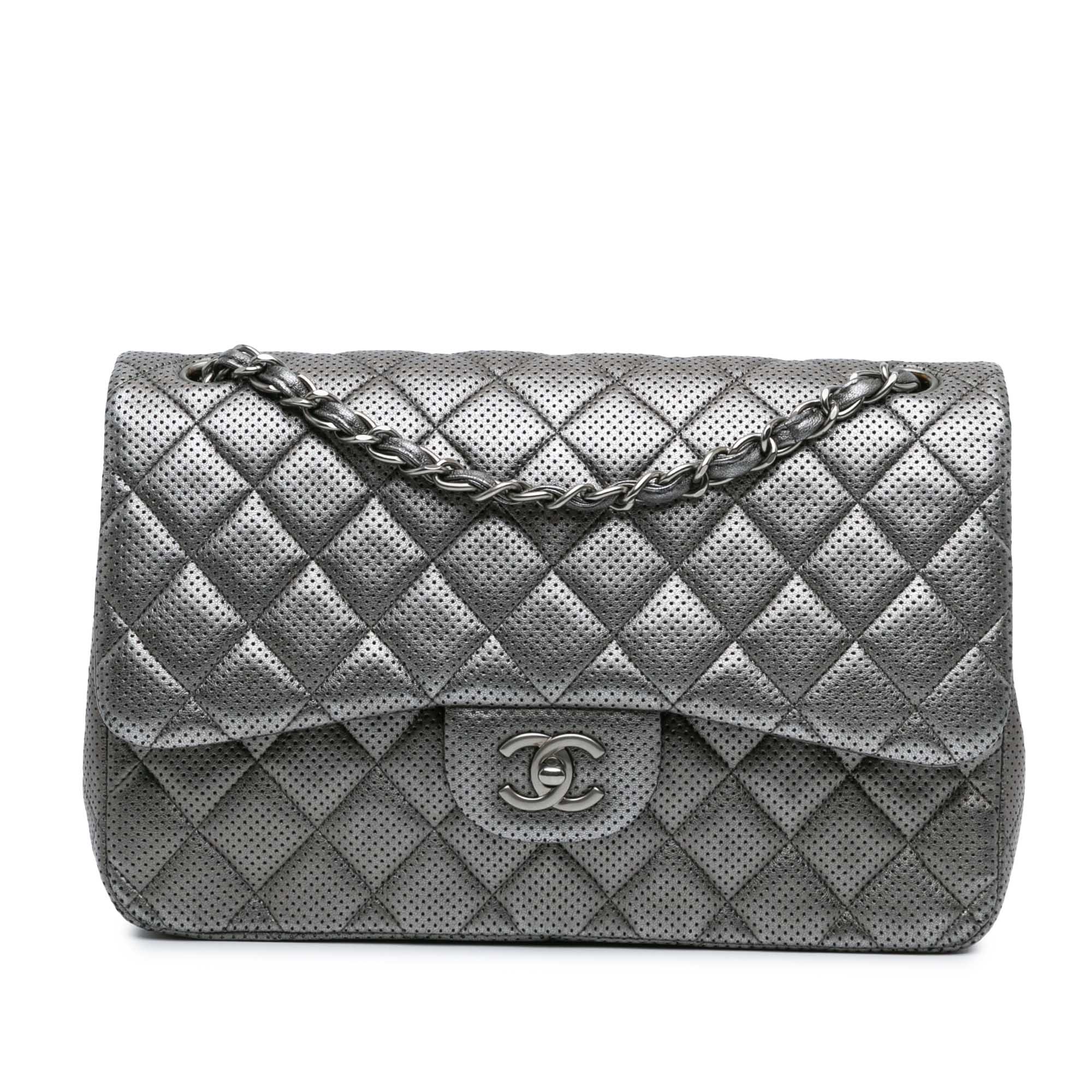Chanel Jumbo Classic Perforated Lambskin Double Flap - image 1
