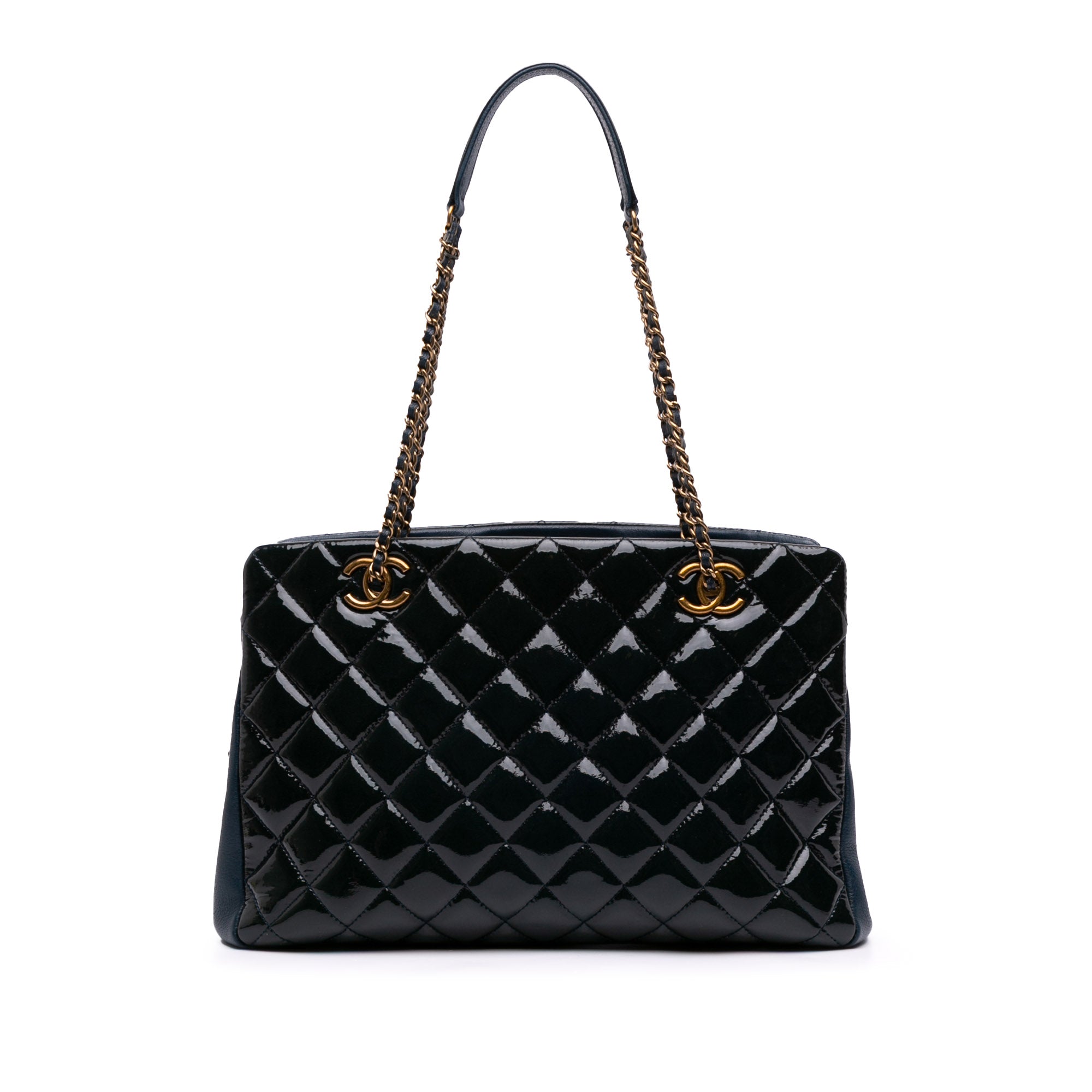 Chanel Paris Salzburg Patent and Goatskin CC Eyelet Tote - image 1