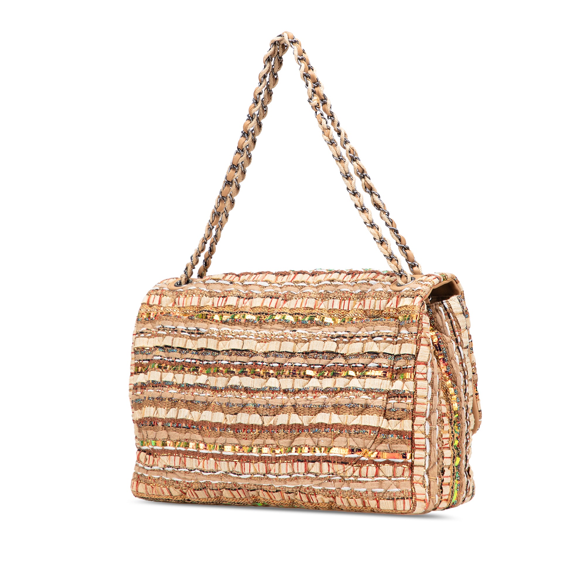 Chanel Jumbo Classic Iridescent Ribbon and Tweed Single Flap - image 2