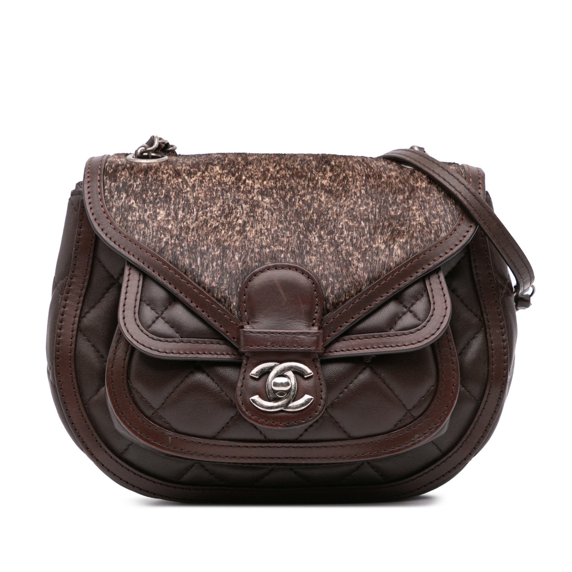 Chanel Paris-Salzburg Quilted Lambskin and Pony Hair Saddle Crossbody - image 1