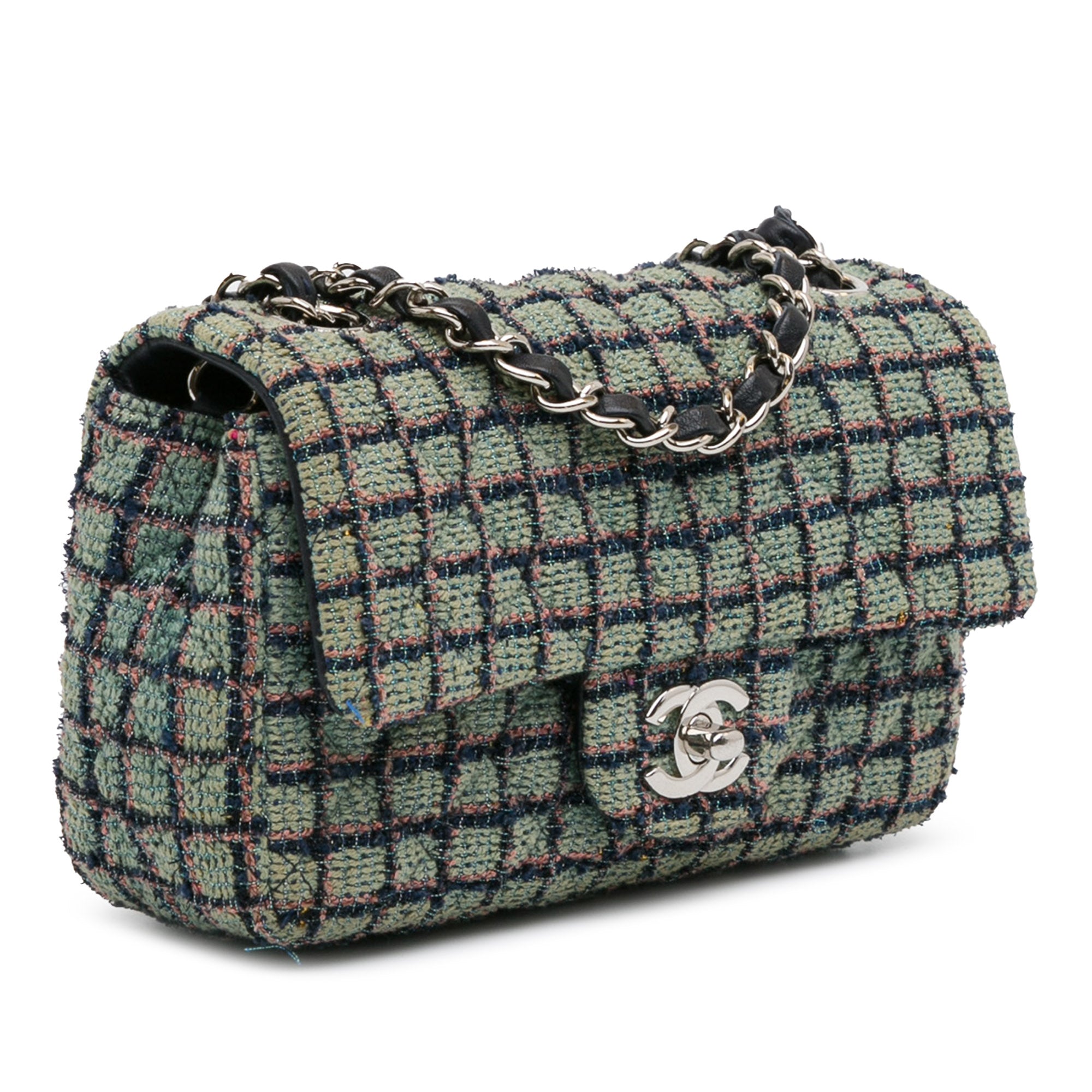 Chanel Mini Rectangular Classic Tweed Grid Single Flap - image 2