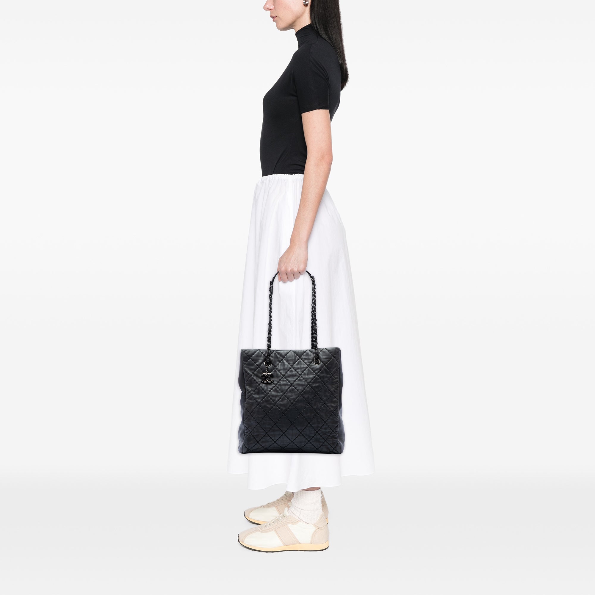 Chanel CC Quilted Lambskin Wild Stitch Chain Tote - image 6