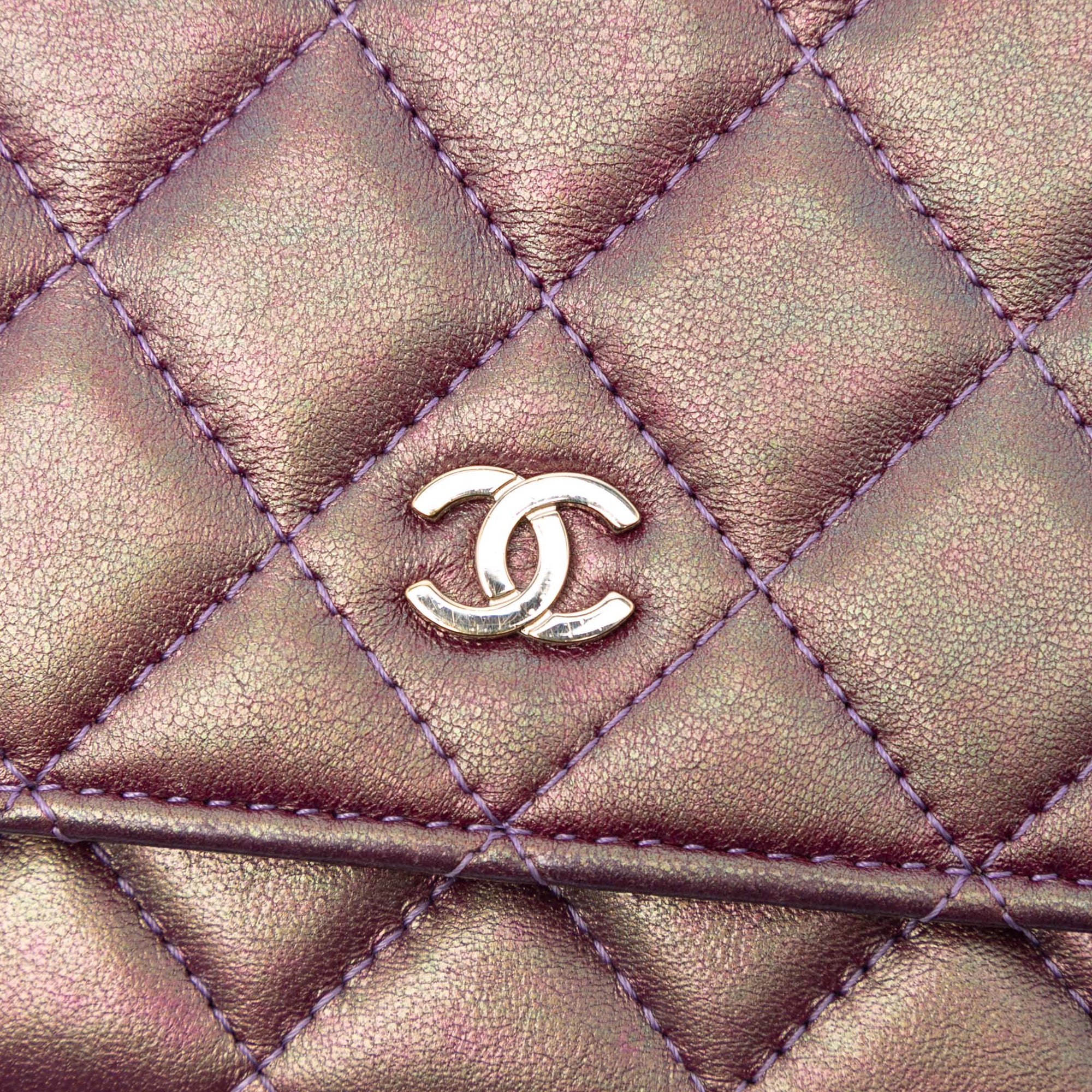 Chanel CC Quilted Iridescent Lambskin Wallet on Chain - image 6
