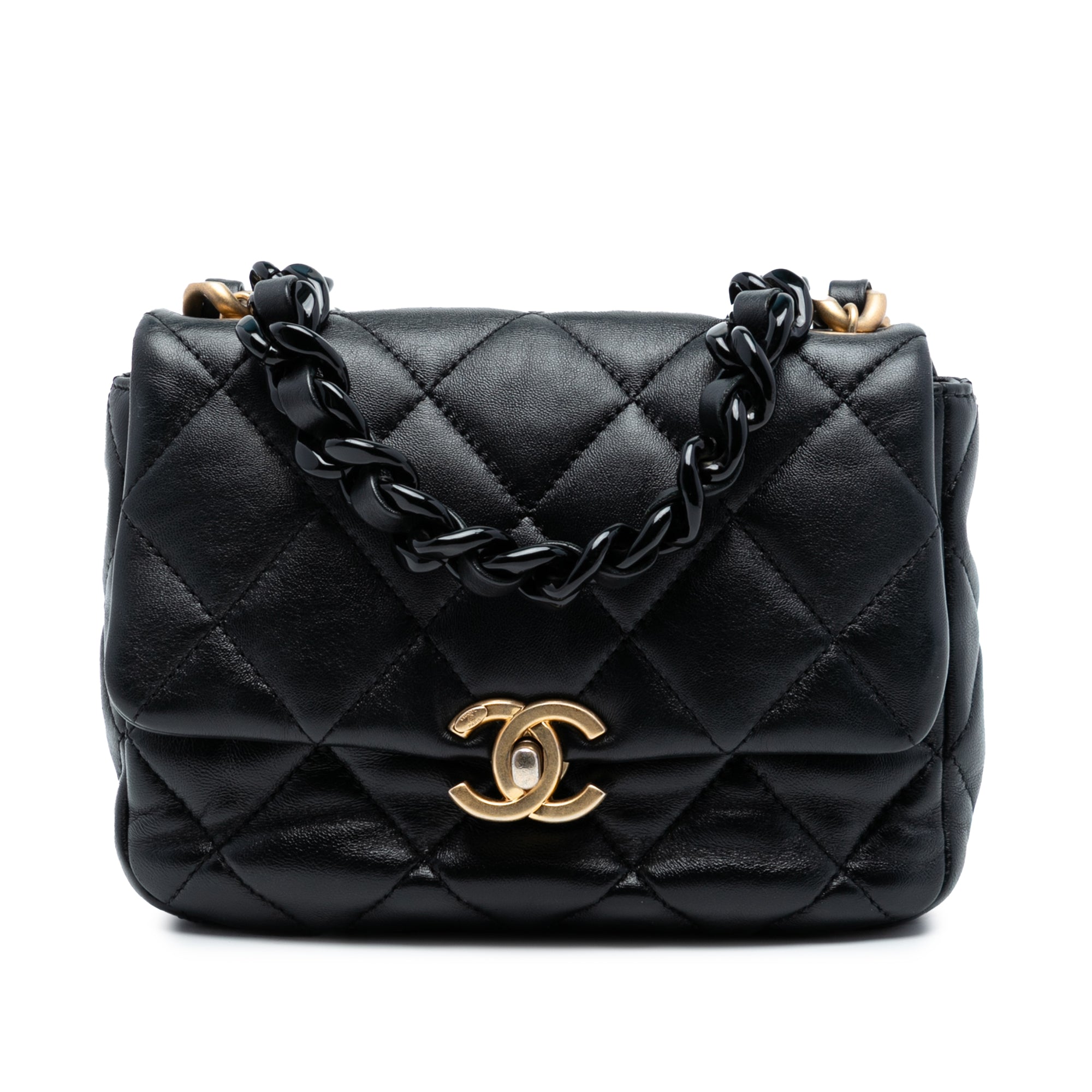 Chanel Mini Quilted Lambskin Lacquered Chain Flap - image 1