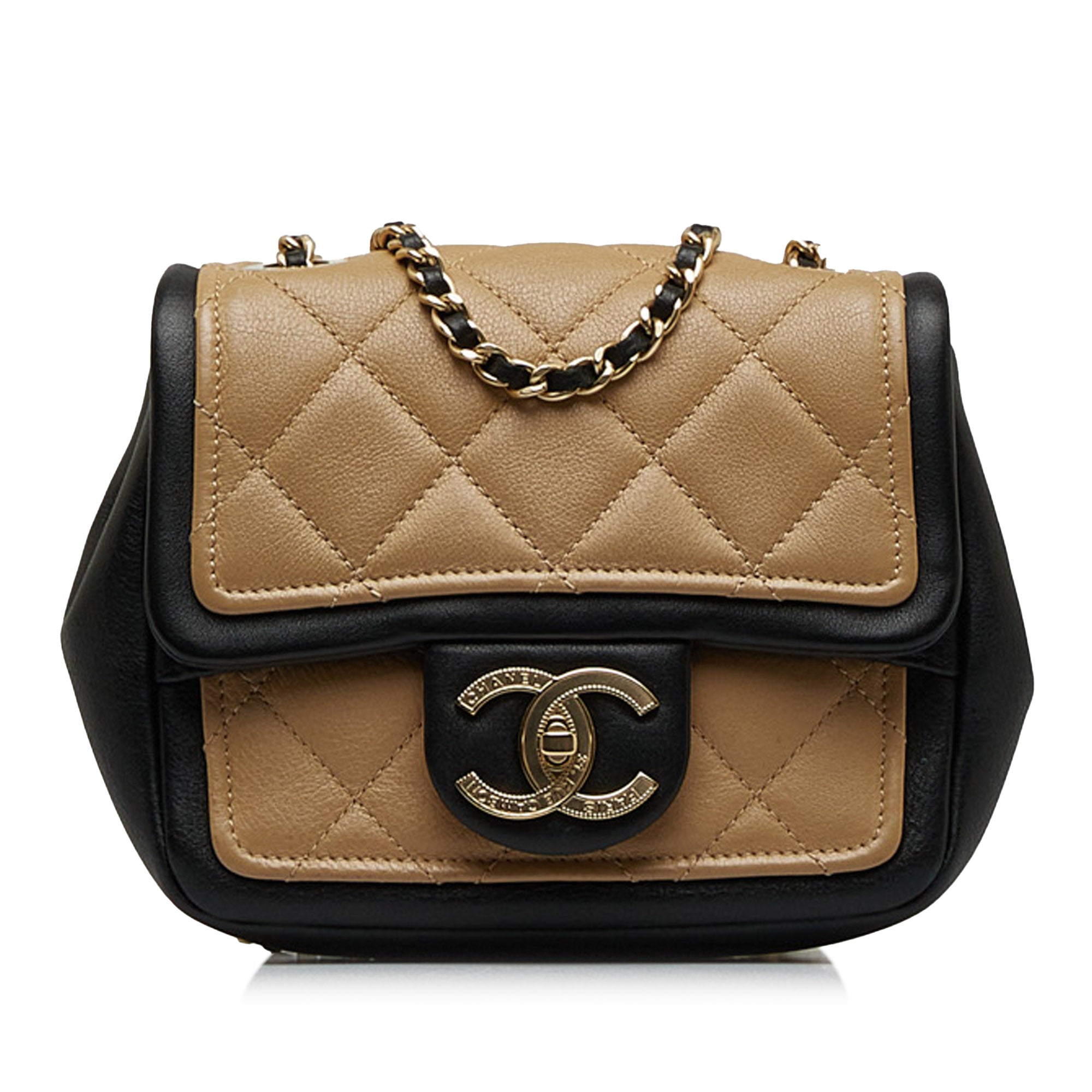 Chanel Mini Square Calfskin Graphic Flap Crossbody - image 1