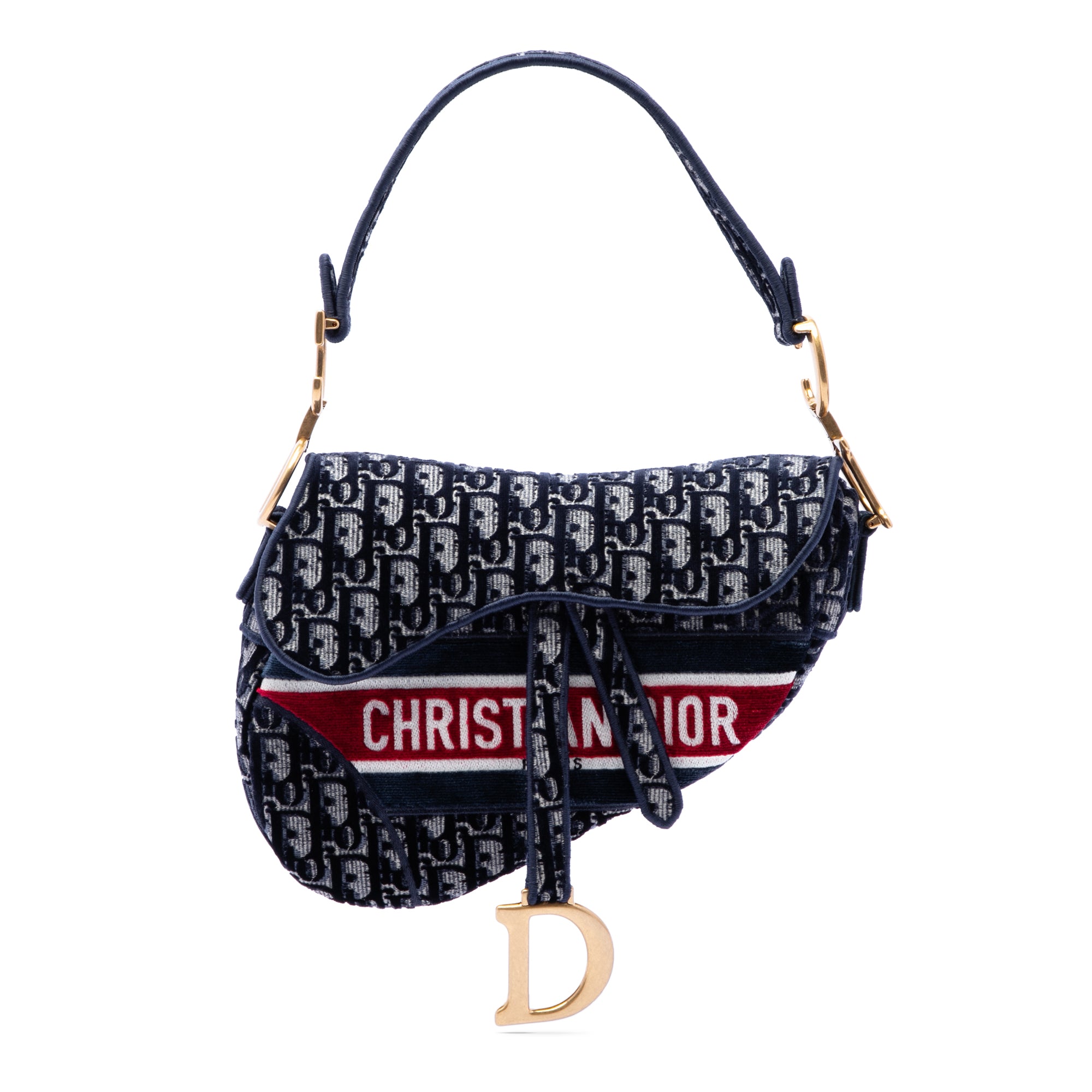 Dior Oblique Embroidered Velvet Saddle Bag - image 1