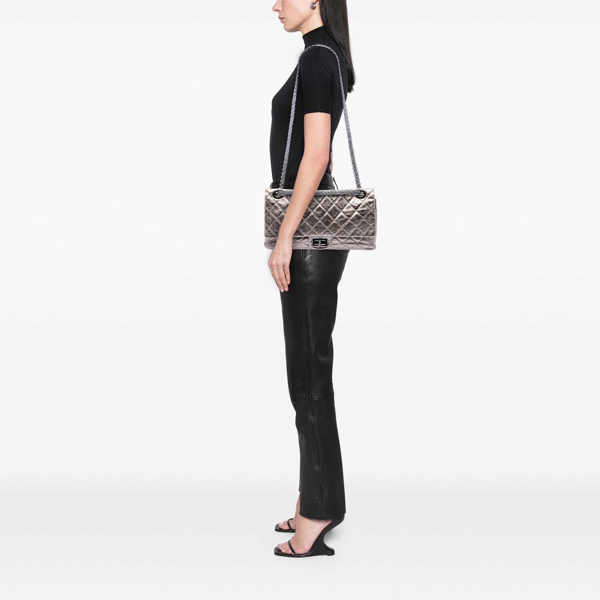 Chanel Metallic Aged Calfskin Reissue 2.55 Double Flap 227 - image 6