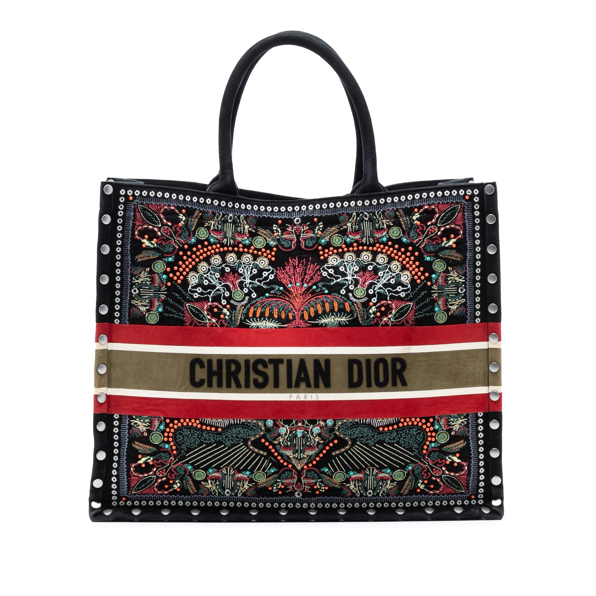 Dior Large Studded Embroidered Velvet Heart Lights Book Tote - image 1