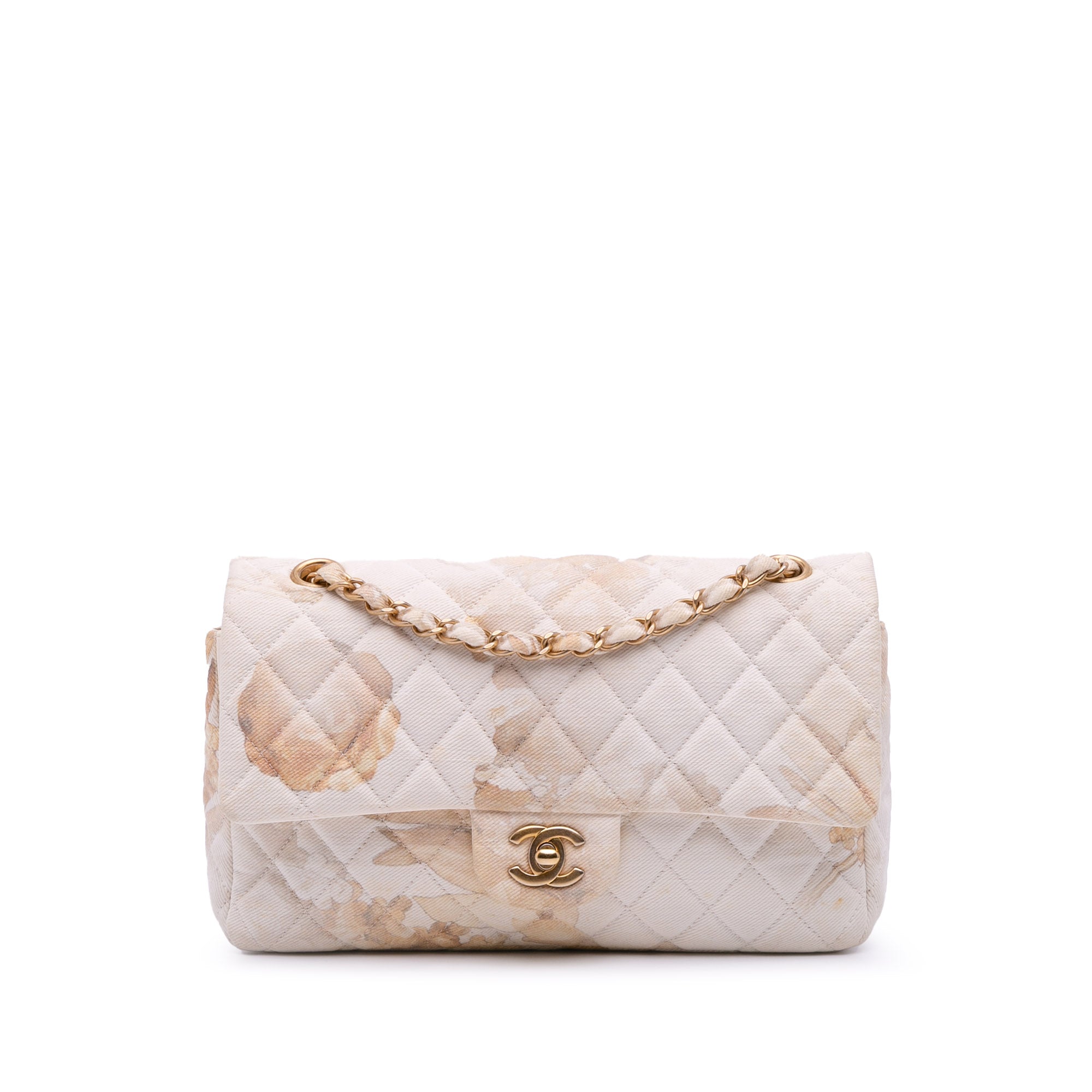 Chanel Medium Classic Printed Denim Floral Double Flap - image 1