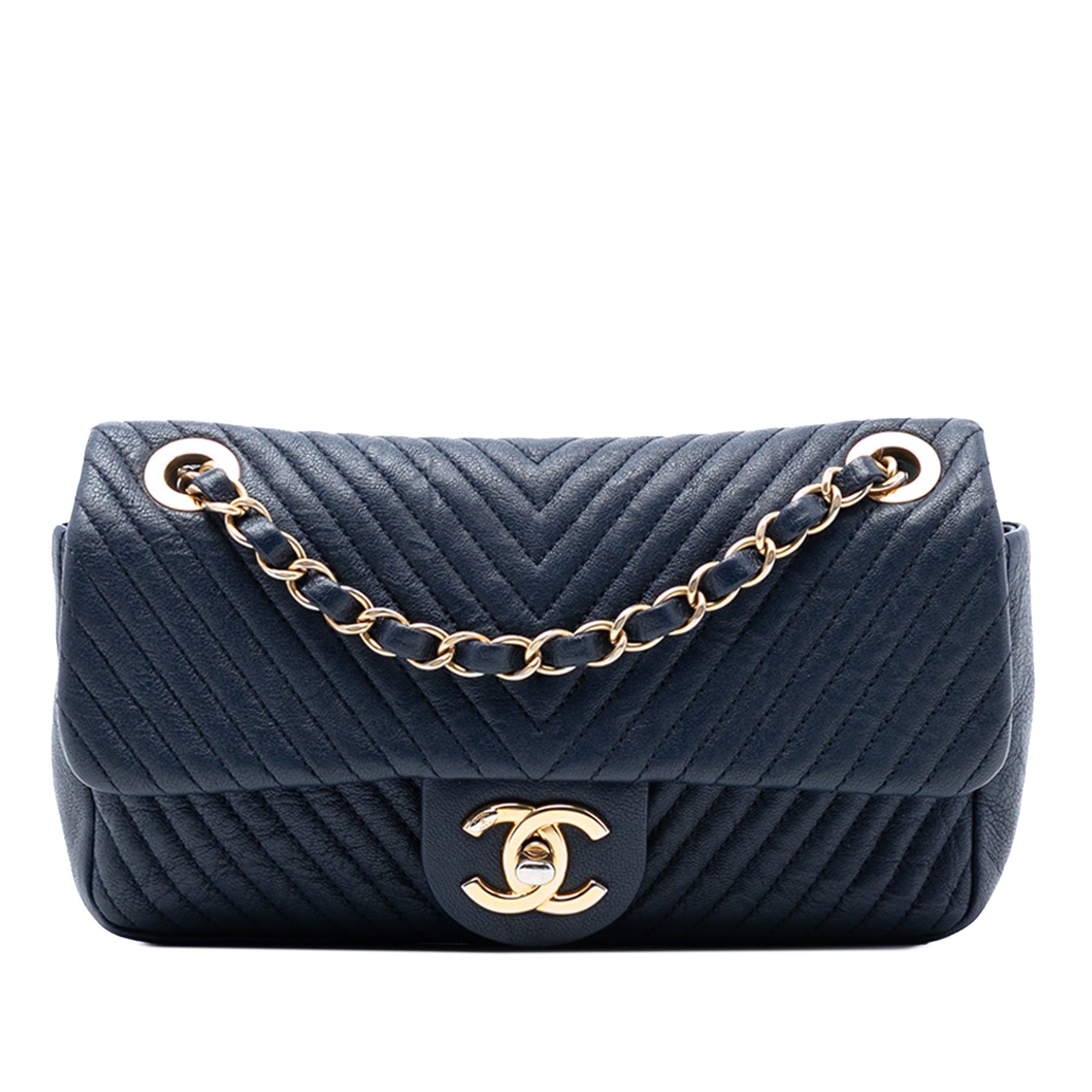 Chanel Small Chevron Wrinkled Calfskin Medallion Charm Surpique Flap - image 1