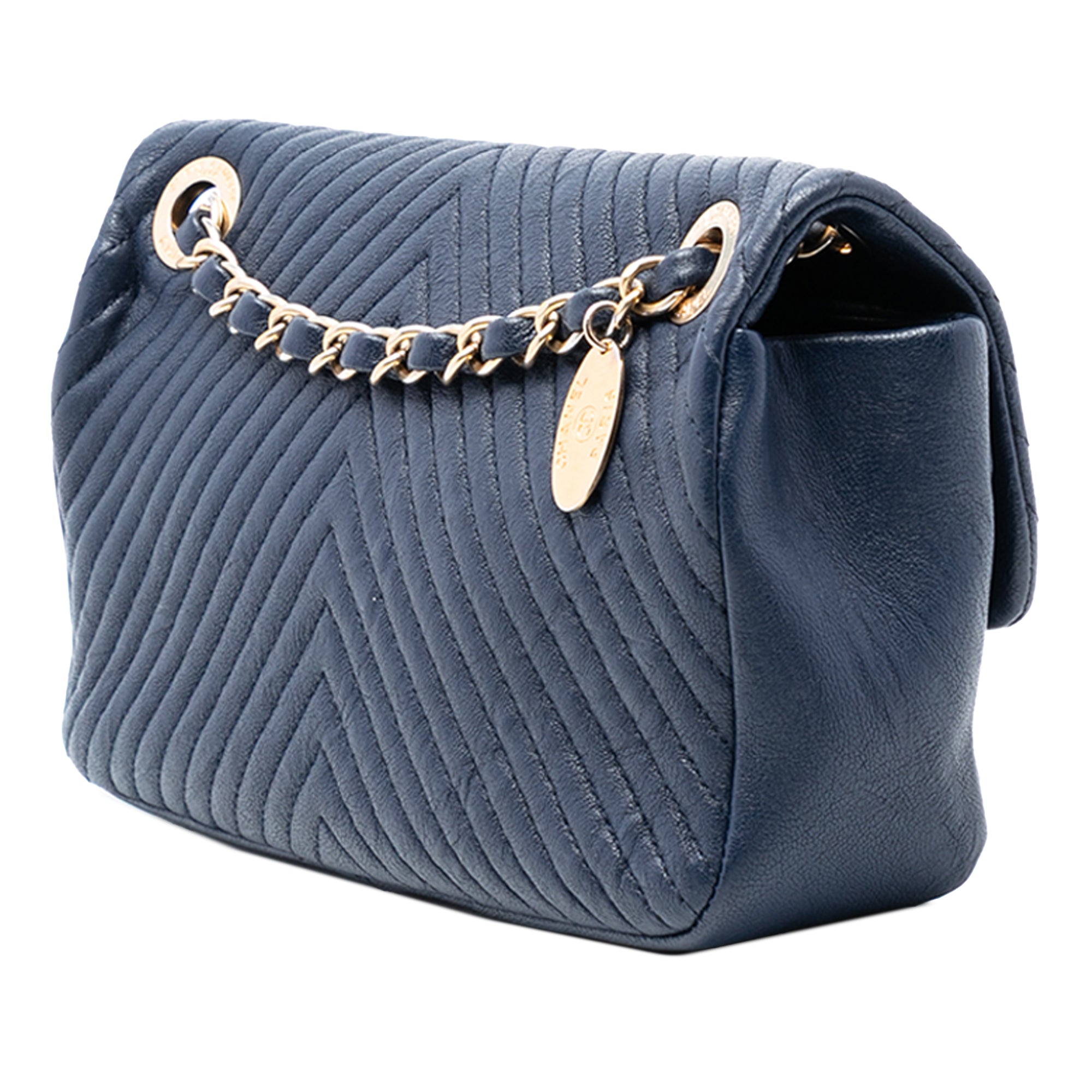 Chanel Small Chevron Wrinkled Calfskin Medallion Charm Surpique Flap - image 2