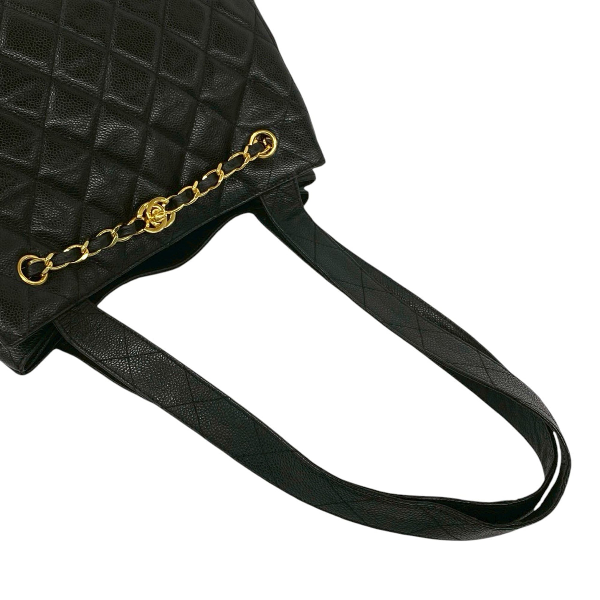 Chanel CC Quilted Caviar Chain Drawstring Tote - image 7