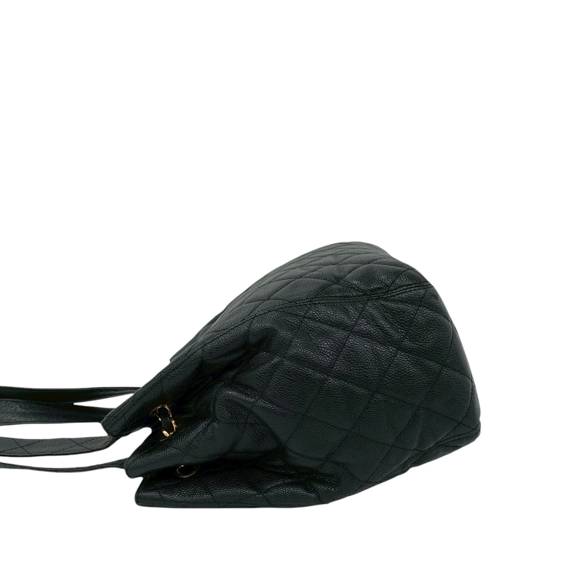 Chanel CC Quilted Caviar Chain Drawstring Tote - image 8