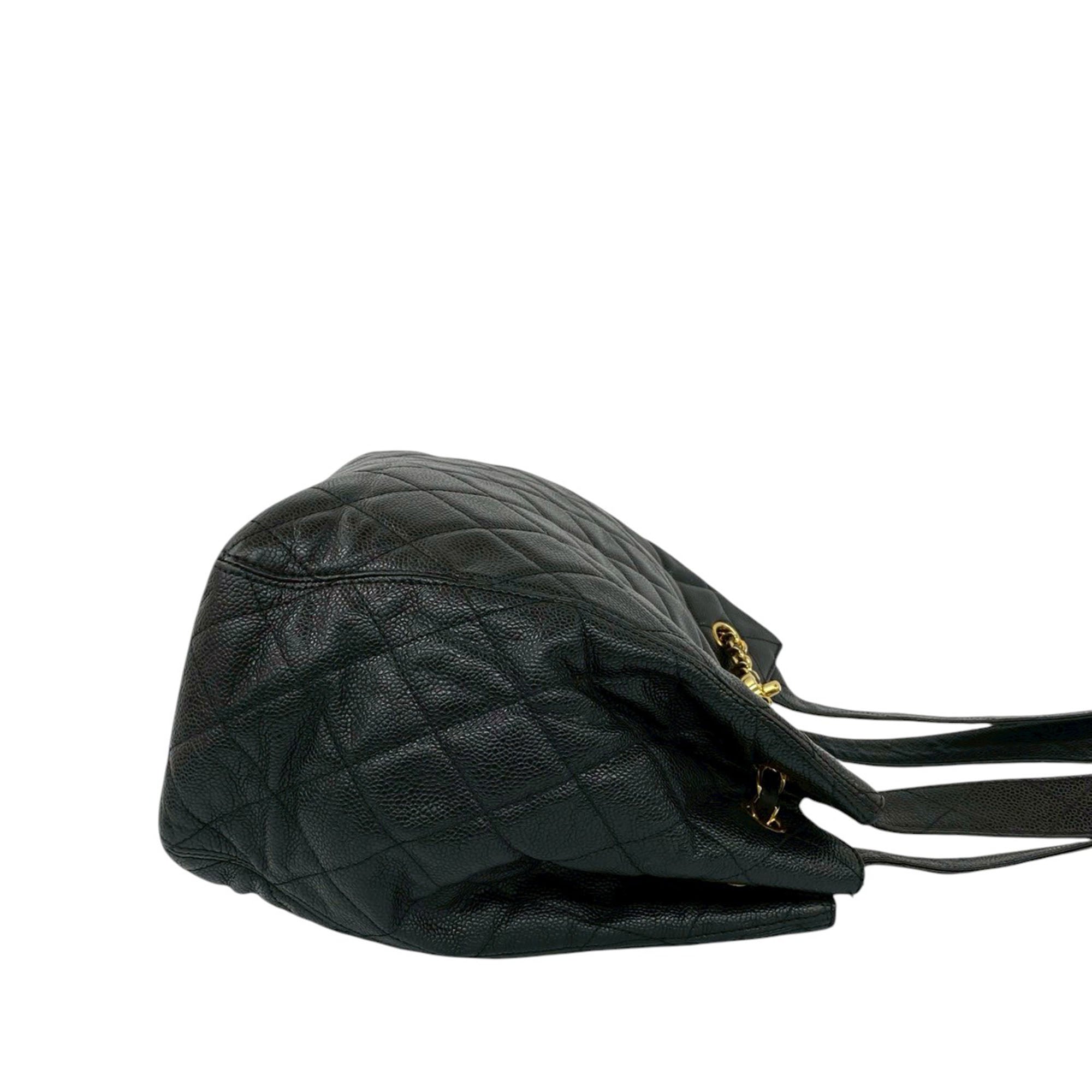 Chanel CC Quilted Caviar Chain Drawstring Tote - image 9