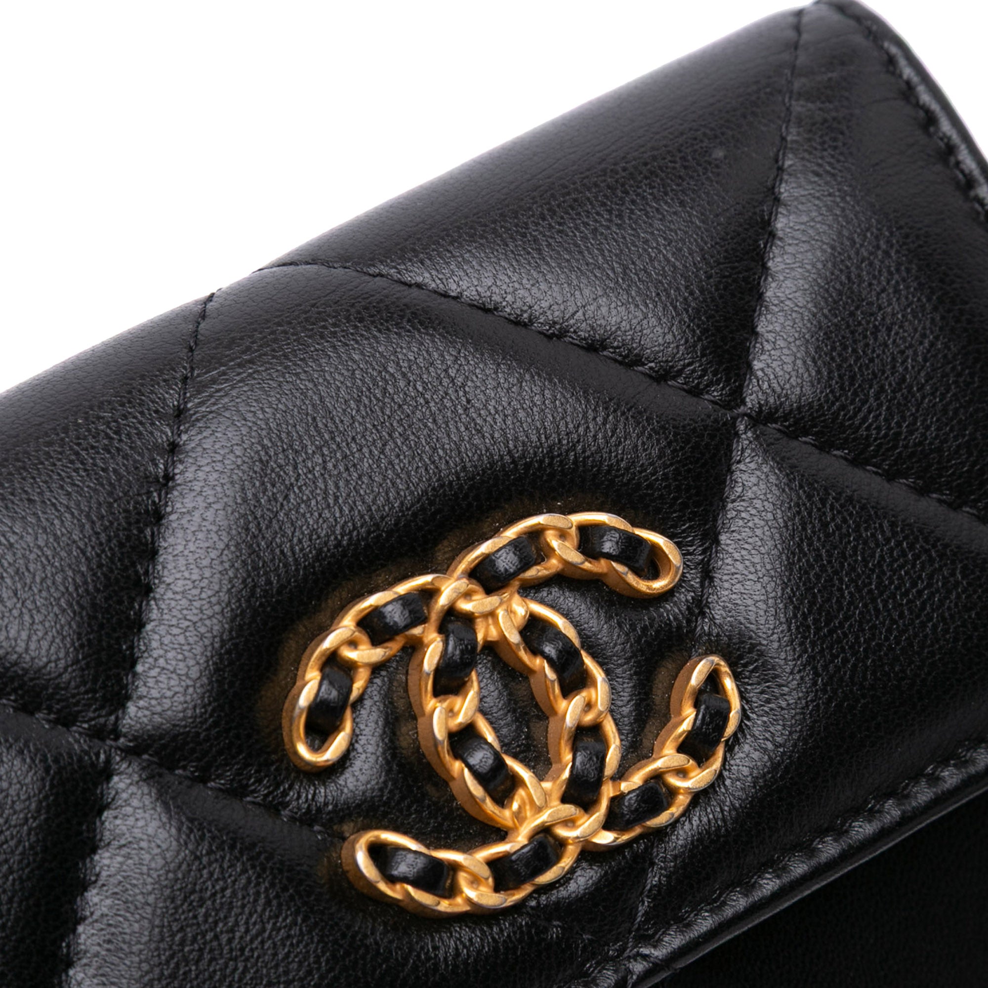 Chanel Quilted Lambskin 19 Flap Coin Purse With Chain - image 7