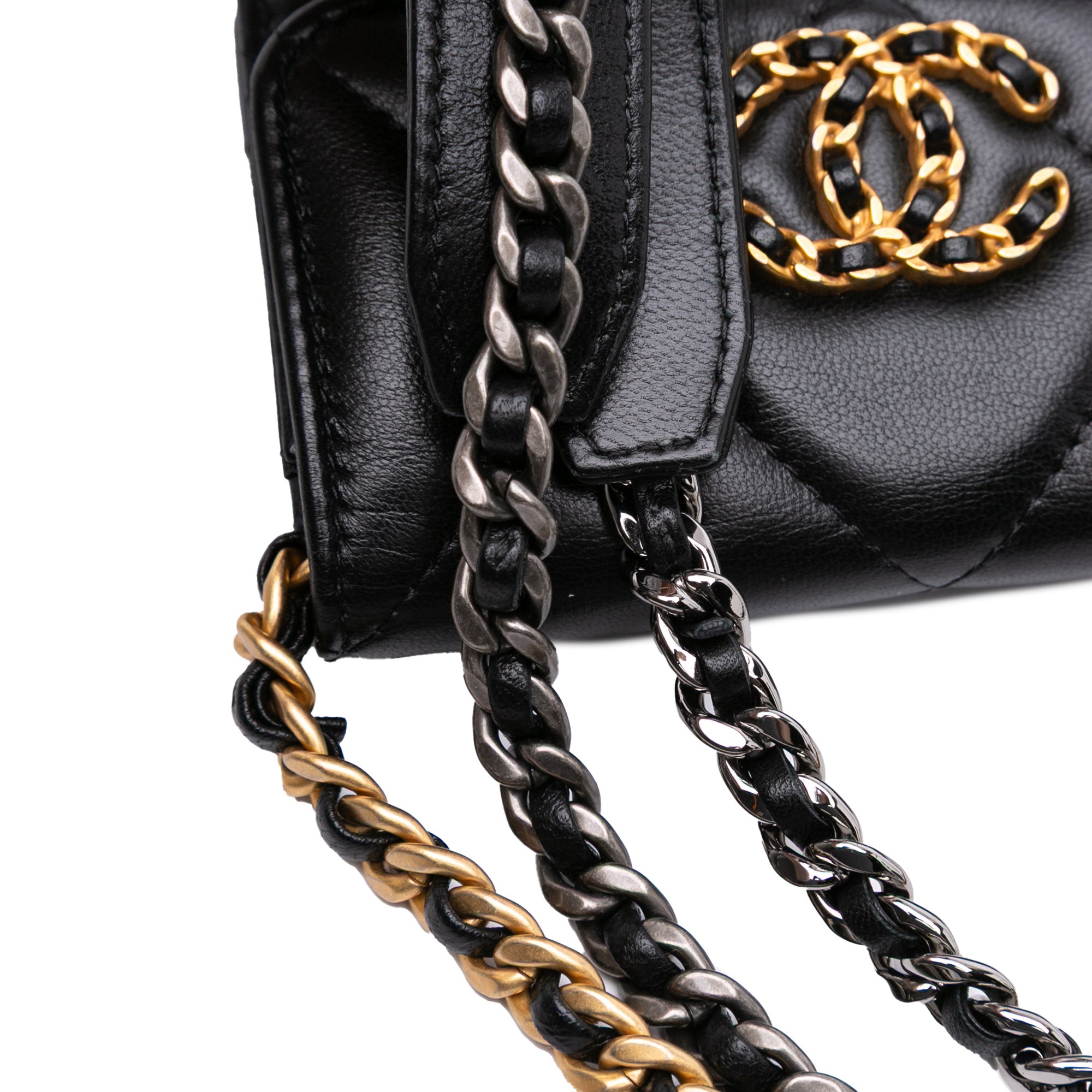 Chanel Quilted Lambskin 19 Flap Coin Purse With Chain - image 9