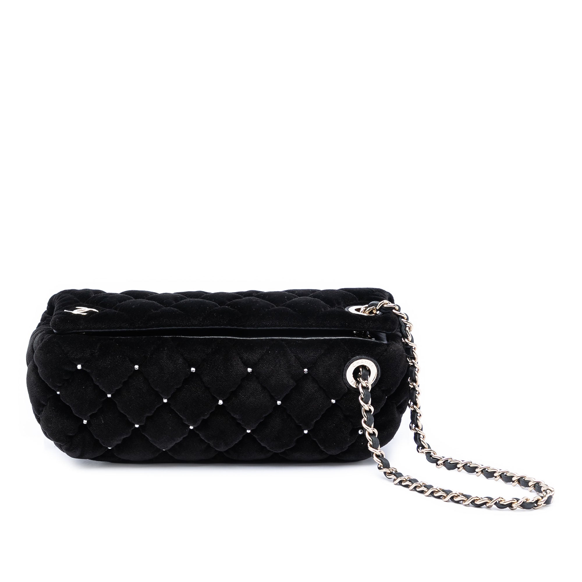 Chanel Quilted Velvet Diamante Wristlet Clutch - image 1