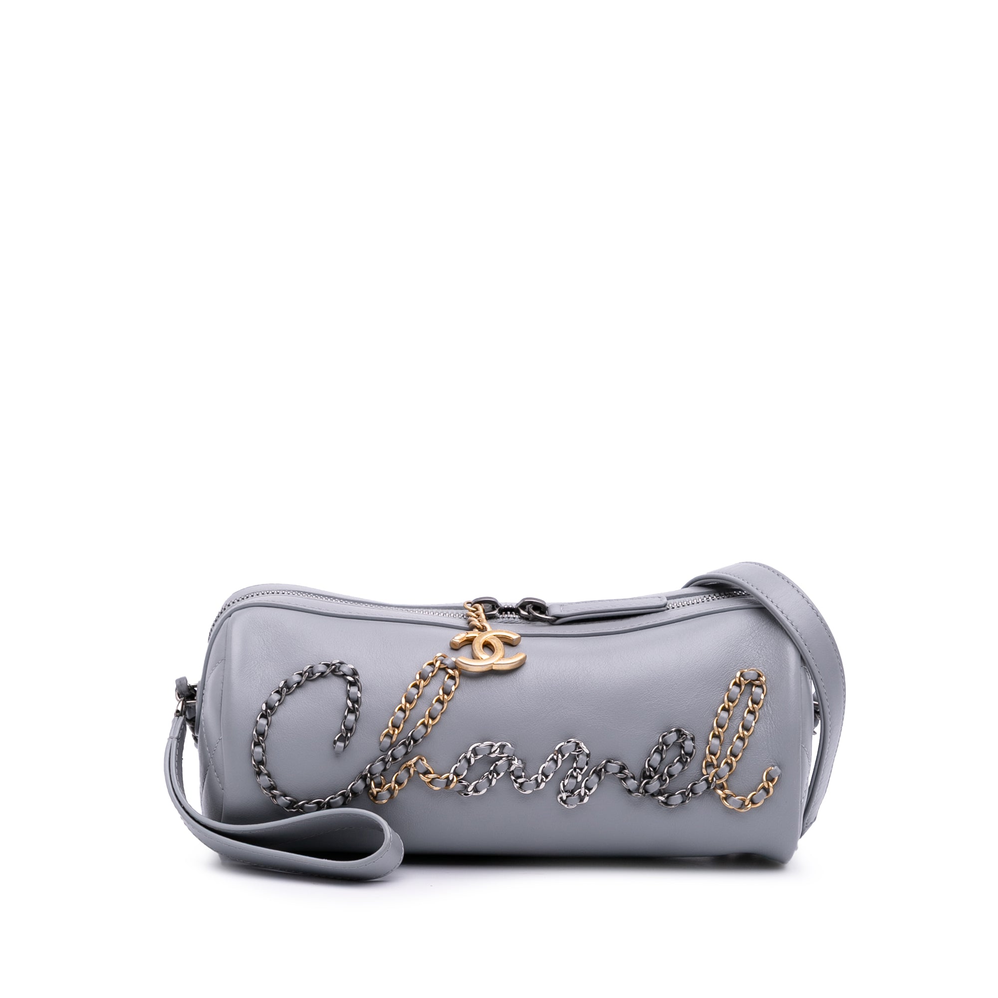 Chanel Calfskin Signature Chain Signe Bowling Bag - image 1