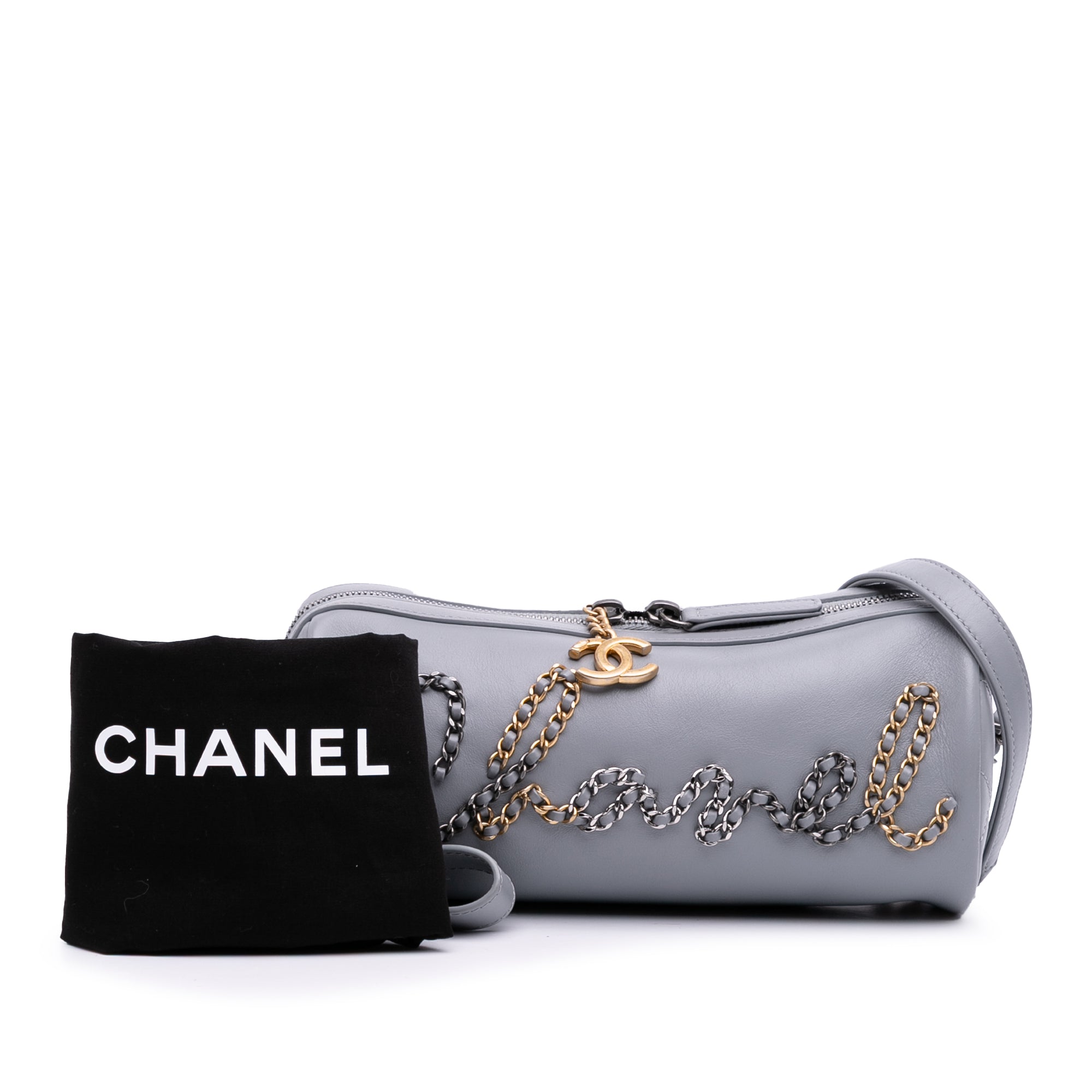 Chanel Calfskin Signature Chain Signe Bowling Bag - image 12