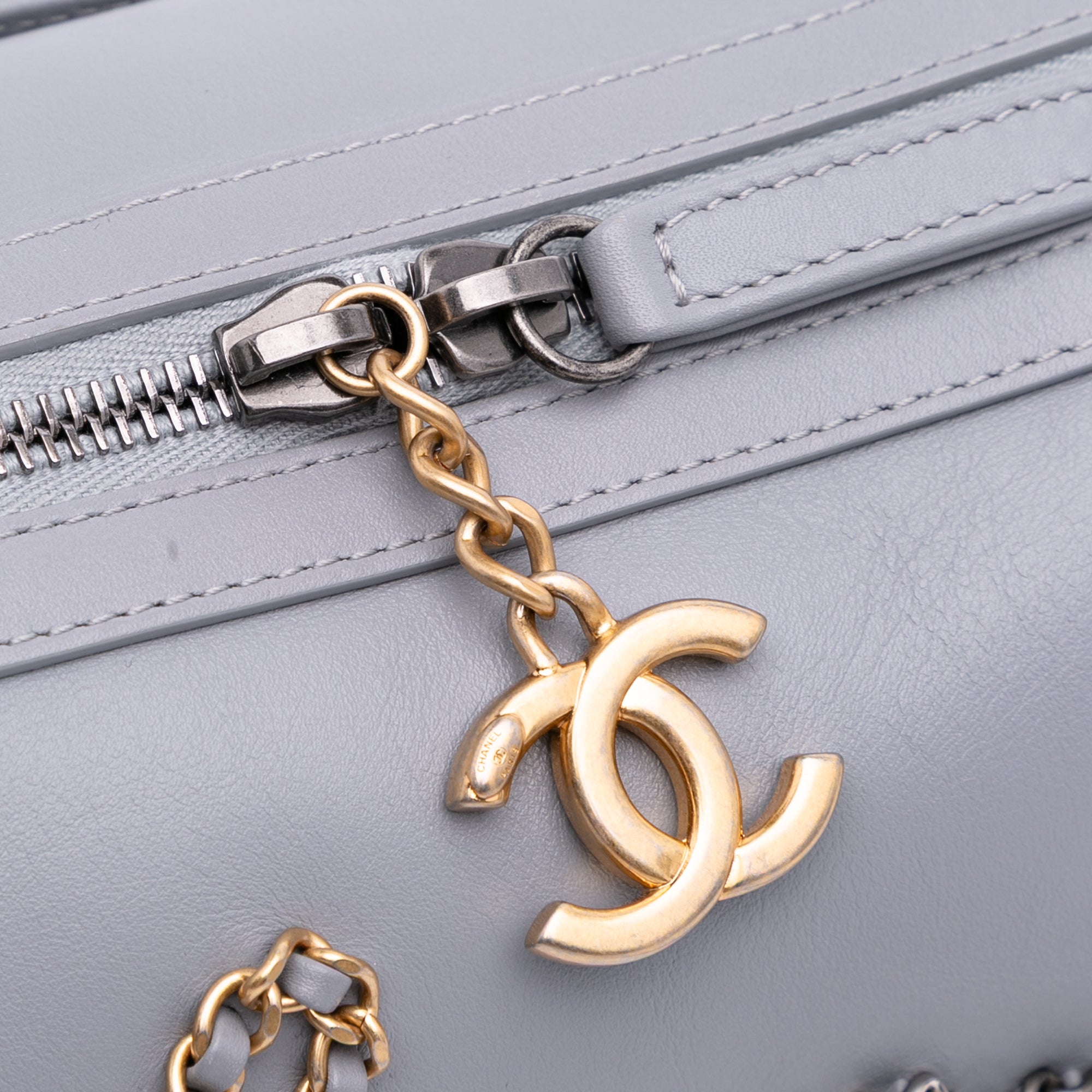 Chanel Calfskin Signature Chain Signe Bowling Bag - image 7