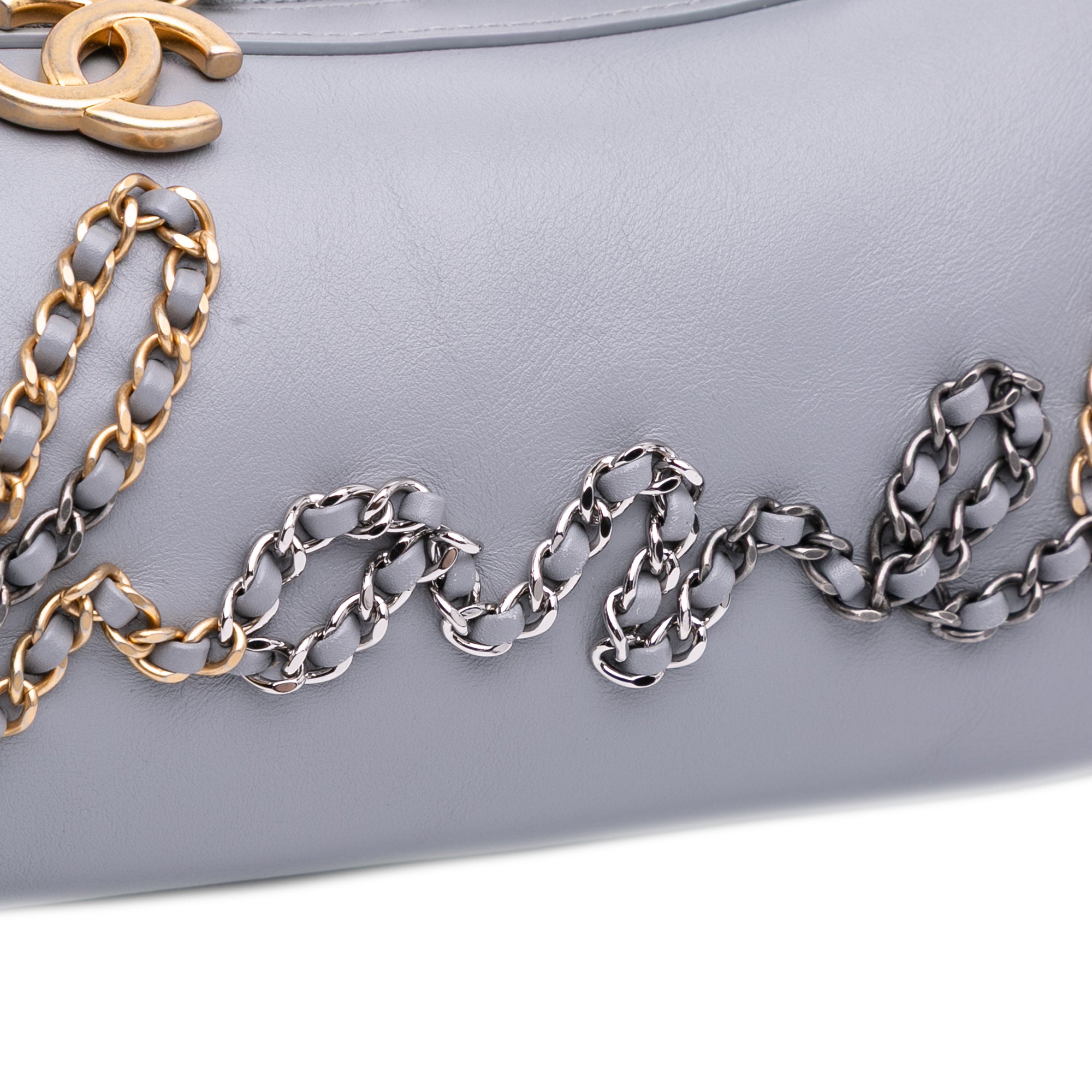Chanel Calfskin Signature Chain Signe Bowling Bag - image 8