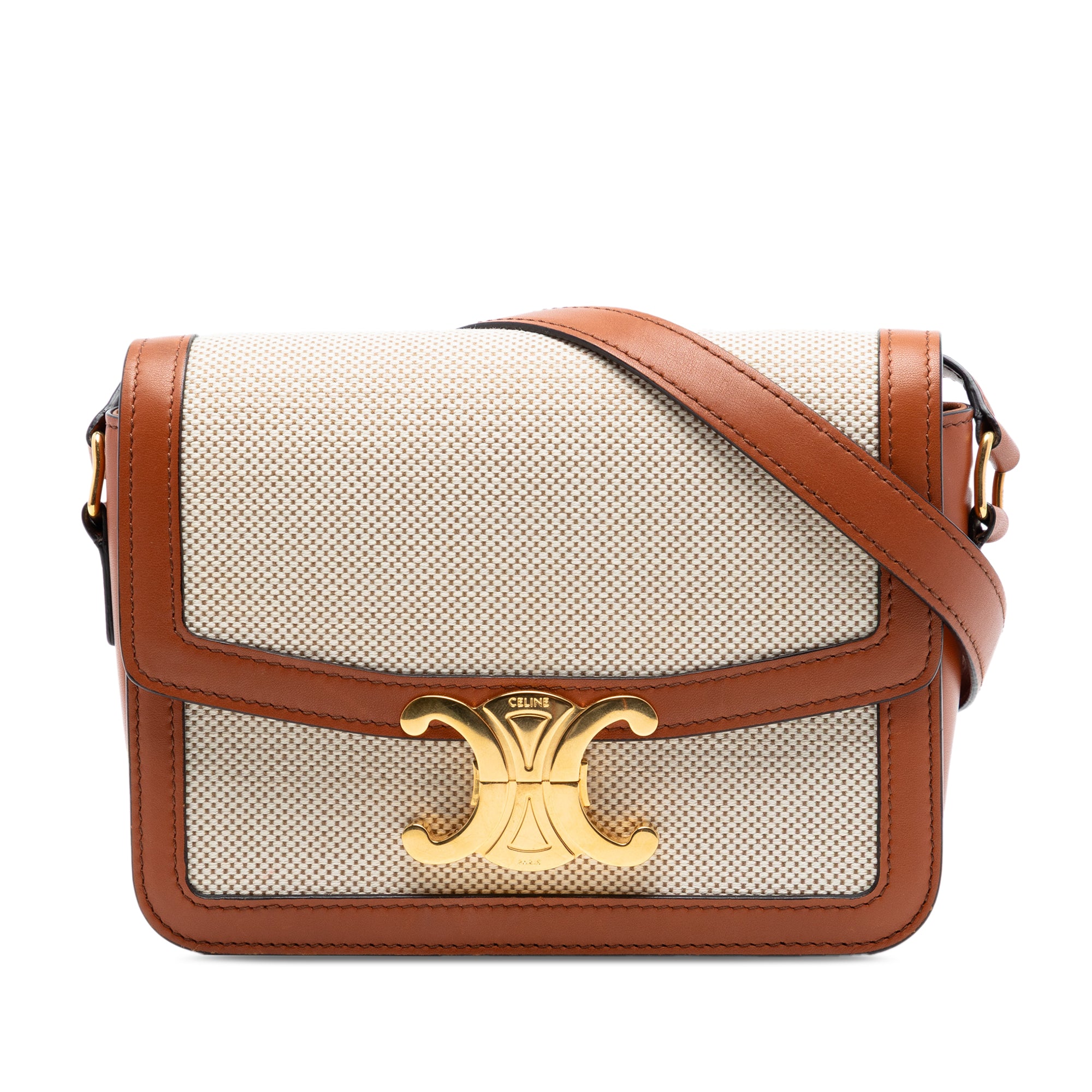 Celine Teen Canvas and Calfskin Triomphe Crossbody - image 1