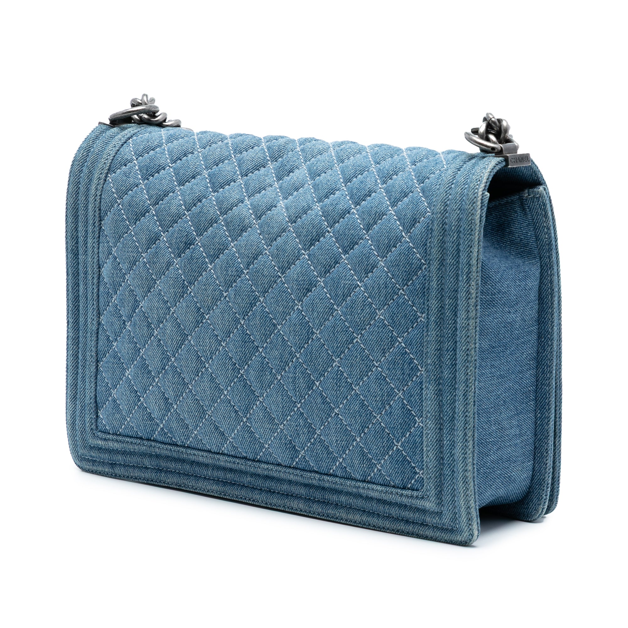 Chanel Large Quilted Denim Boy Flap - image 2