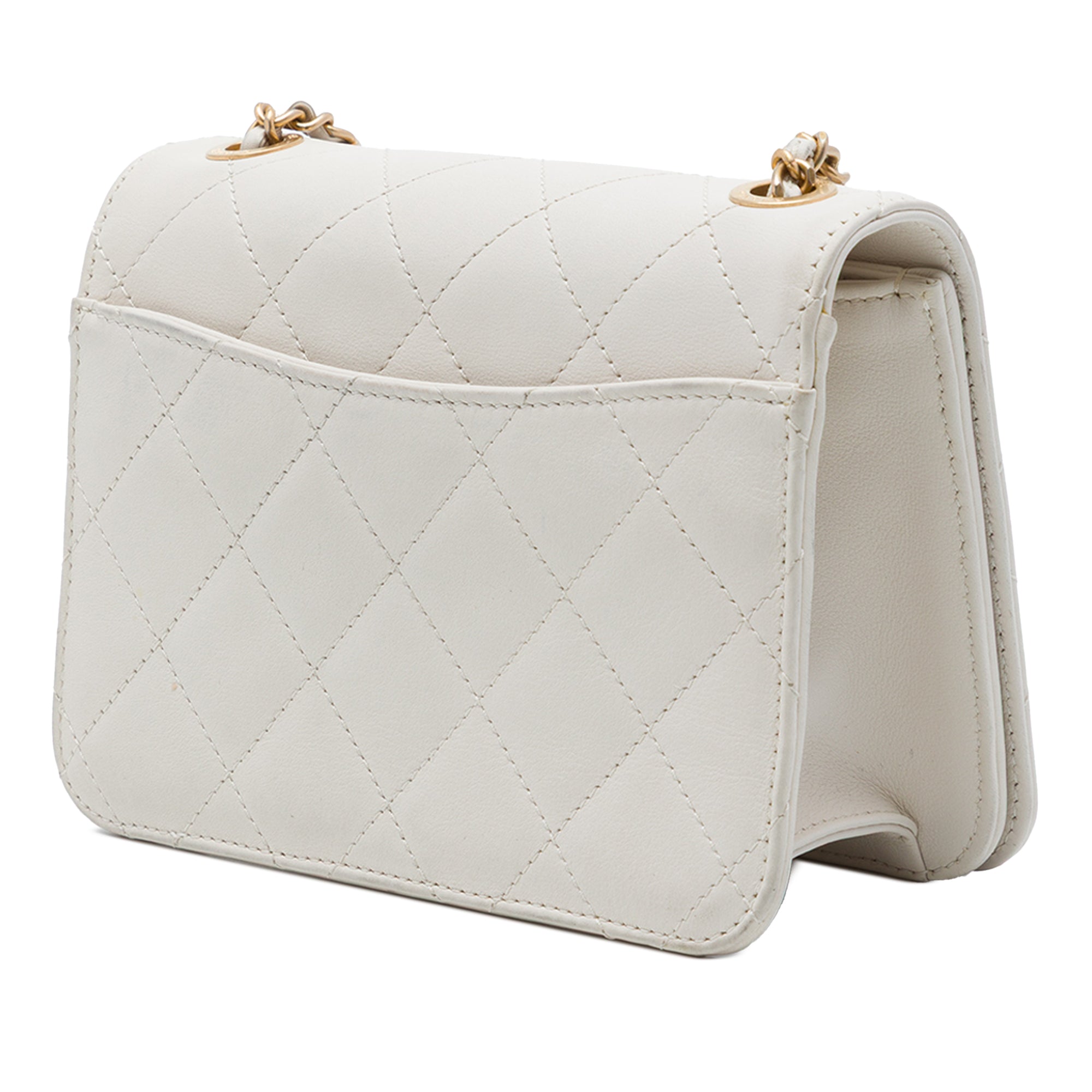 Chanel Small CC Quilted Calfskin Crystal Pearl Full Flap - image 2