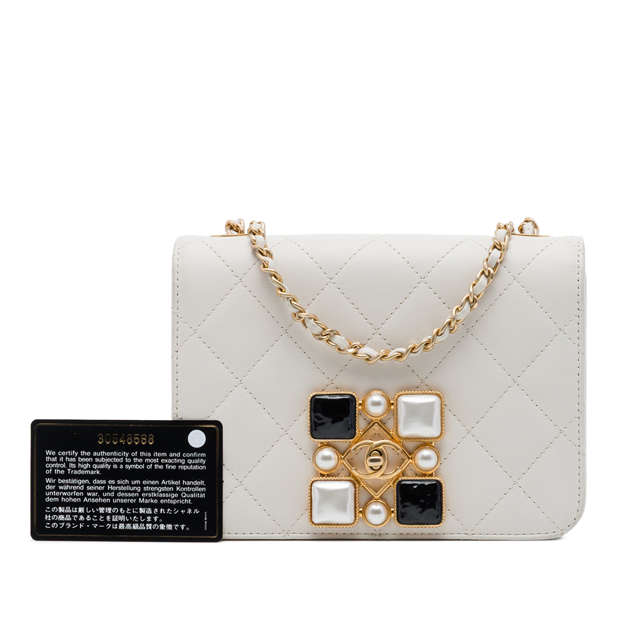 Chanel Small CC Quilted Calfskin Crystal Pearl Full Flap - image 7
