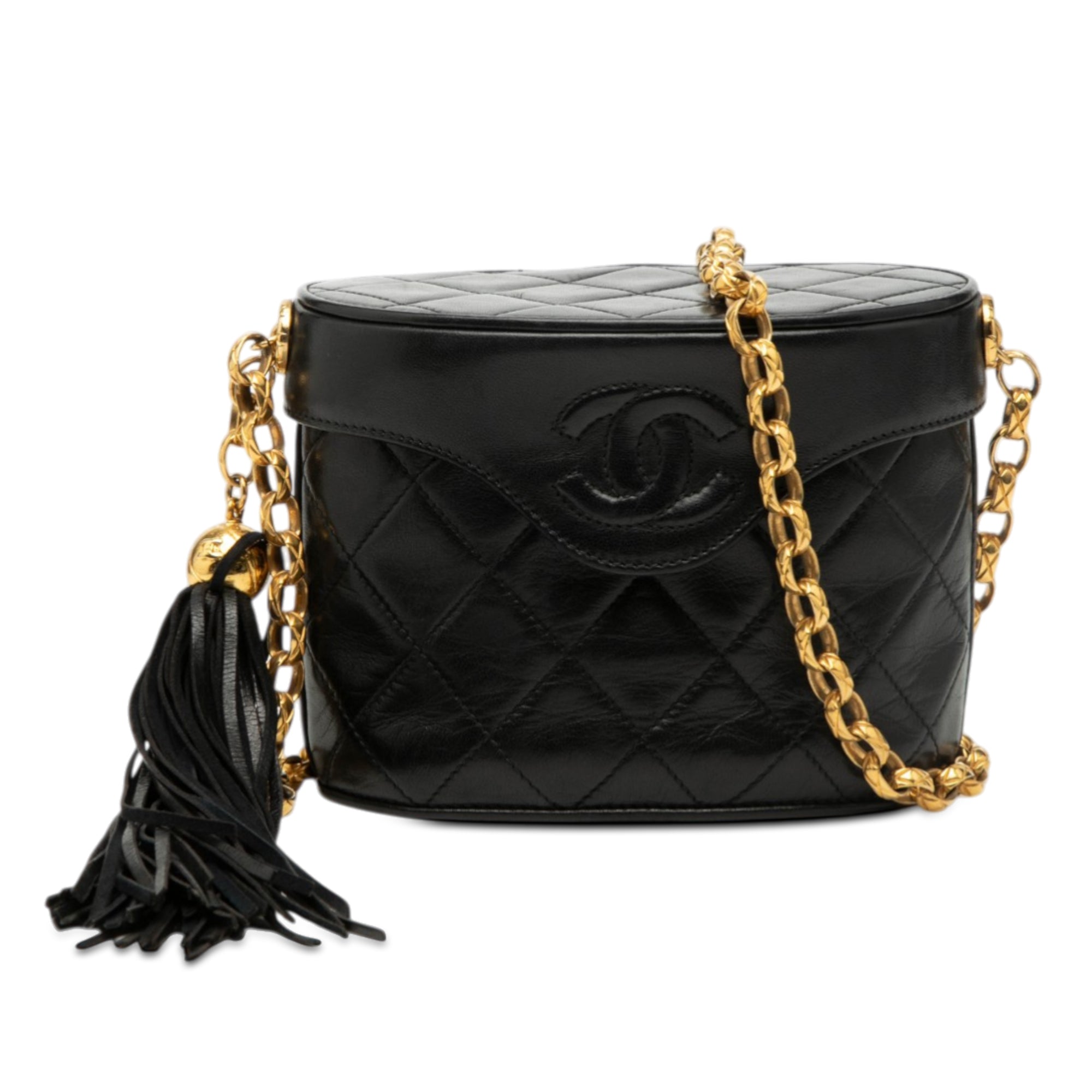 Chanel CC Quilted Lambskin Tassel Vanity Bag - image 1