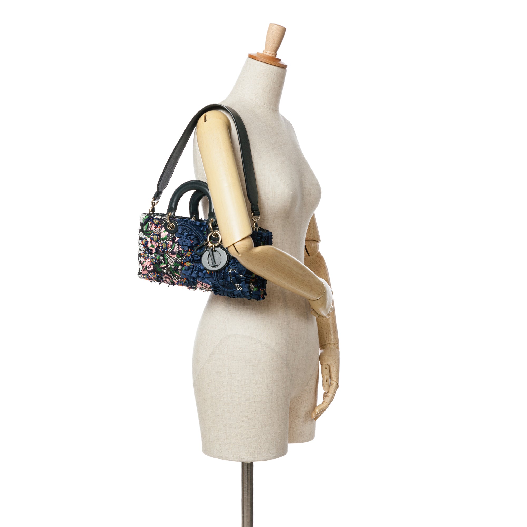 Dior Medium Beaded Ribbon Embroidered Floral Lady D Joy - image 9