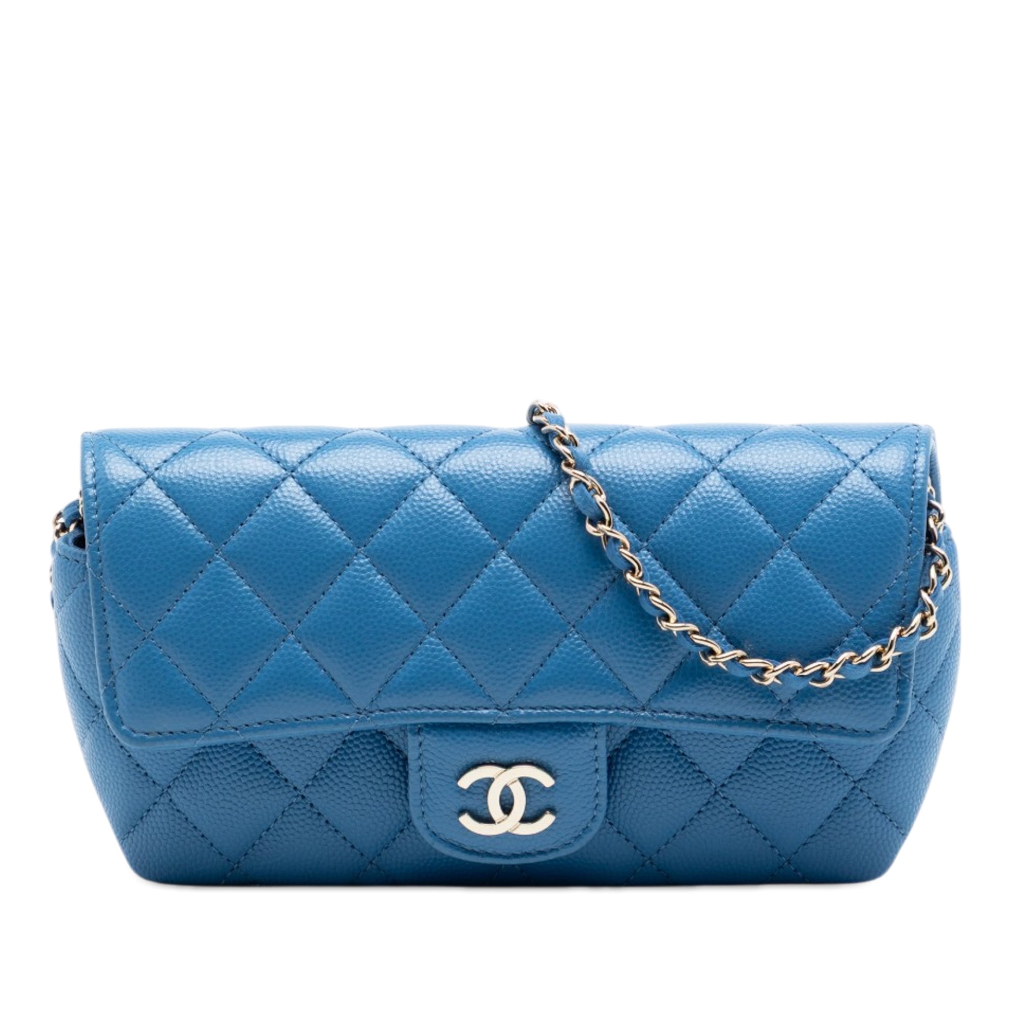 Chanel CC Quilted Caviar Sunglasses Case with Chain - image 1