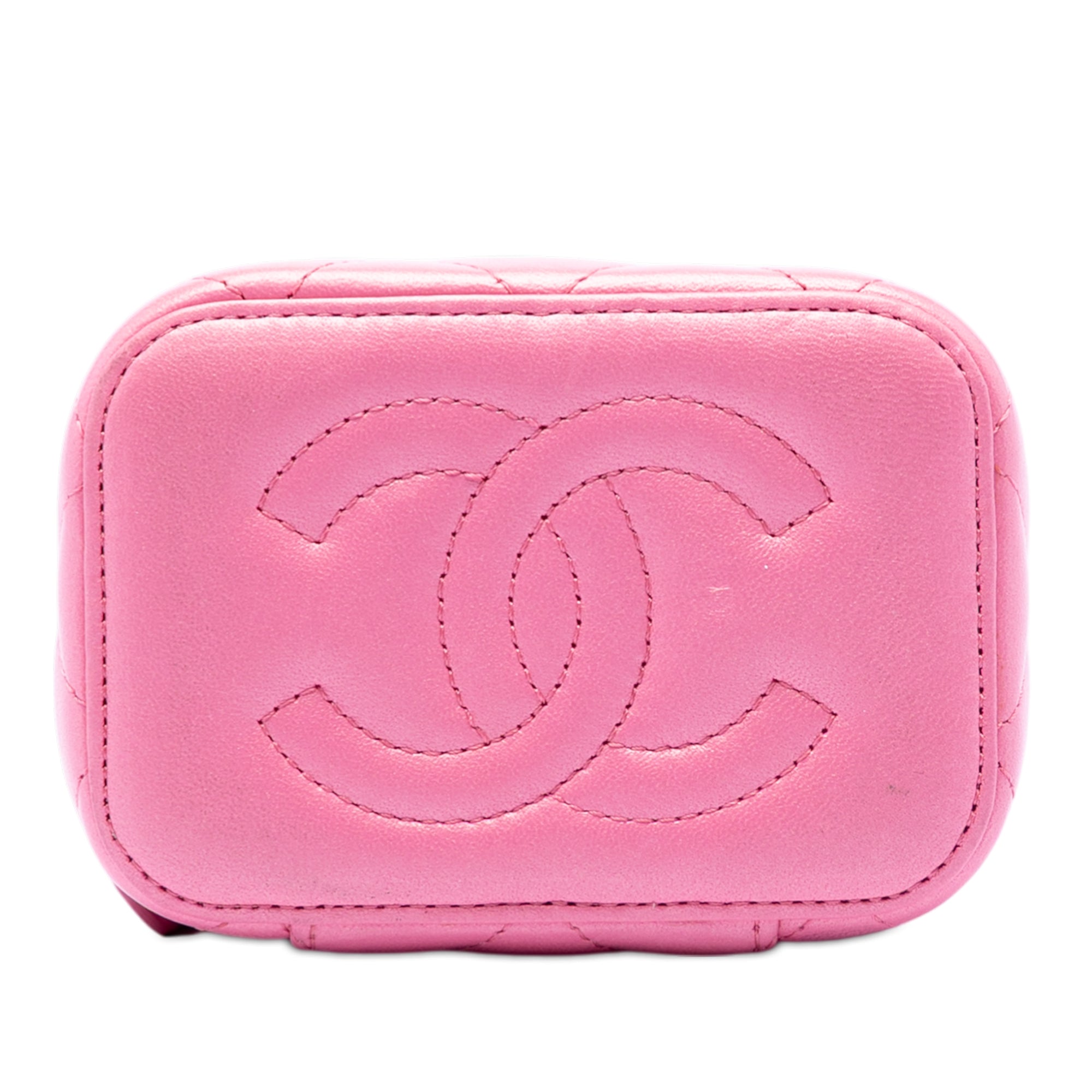 Chanel Mini CC Quilted Lambskin Beaded Heart Charms Chain Vanity Case - image 3